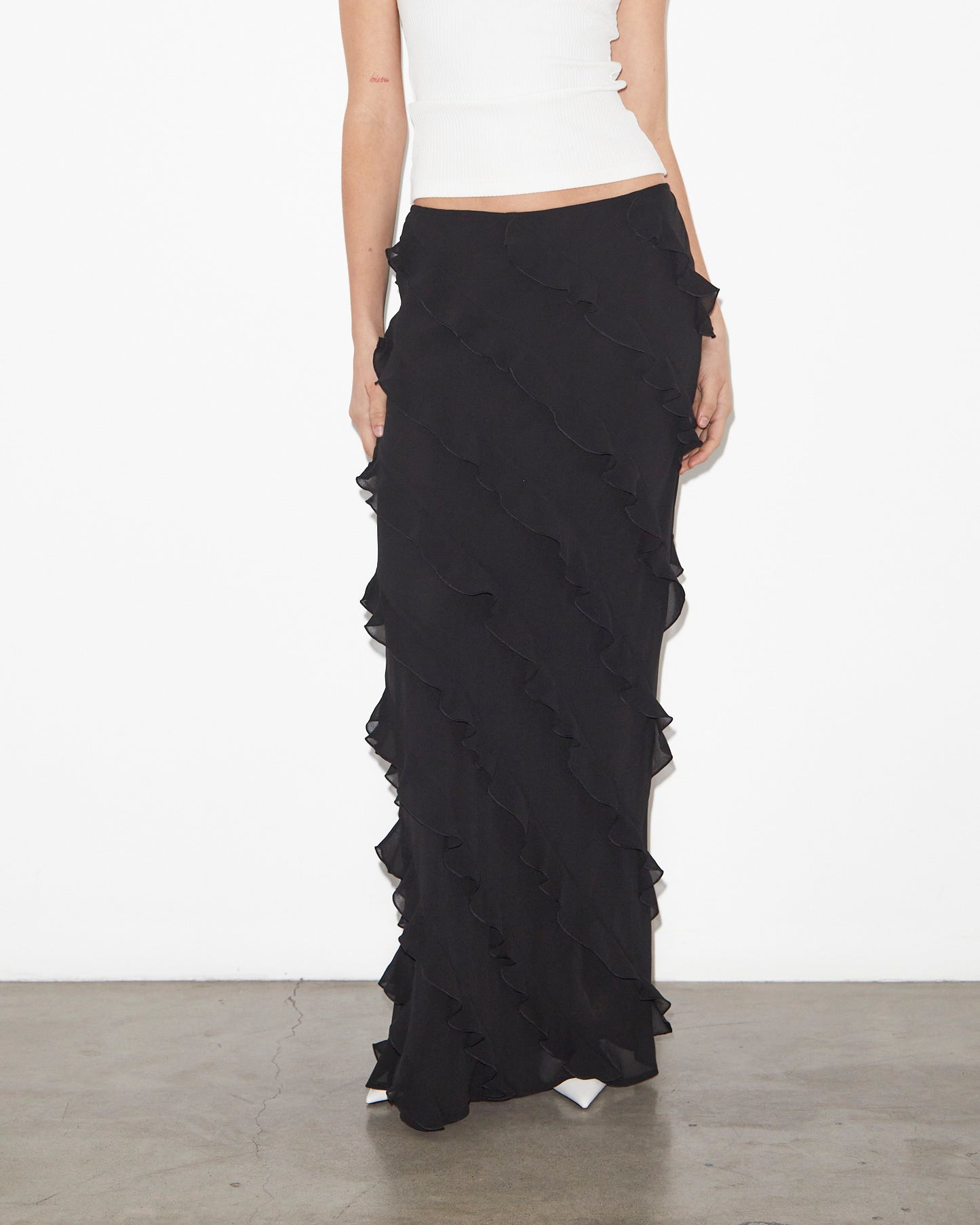 Marta Ruffle Skirt in Black