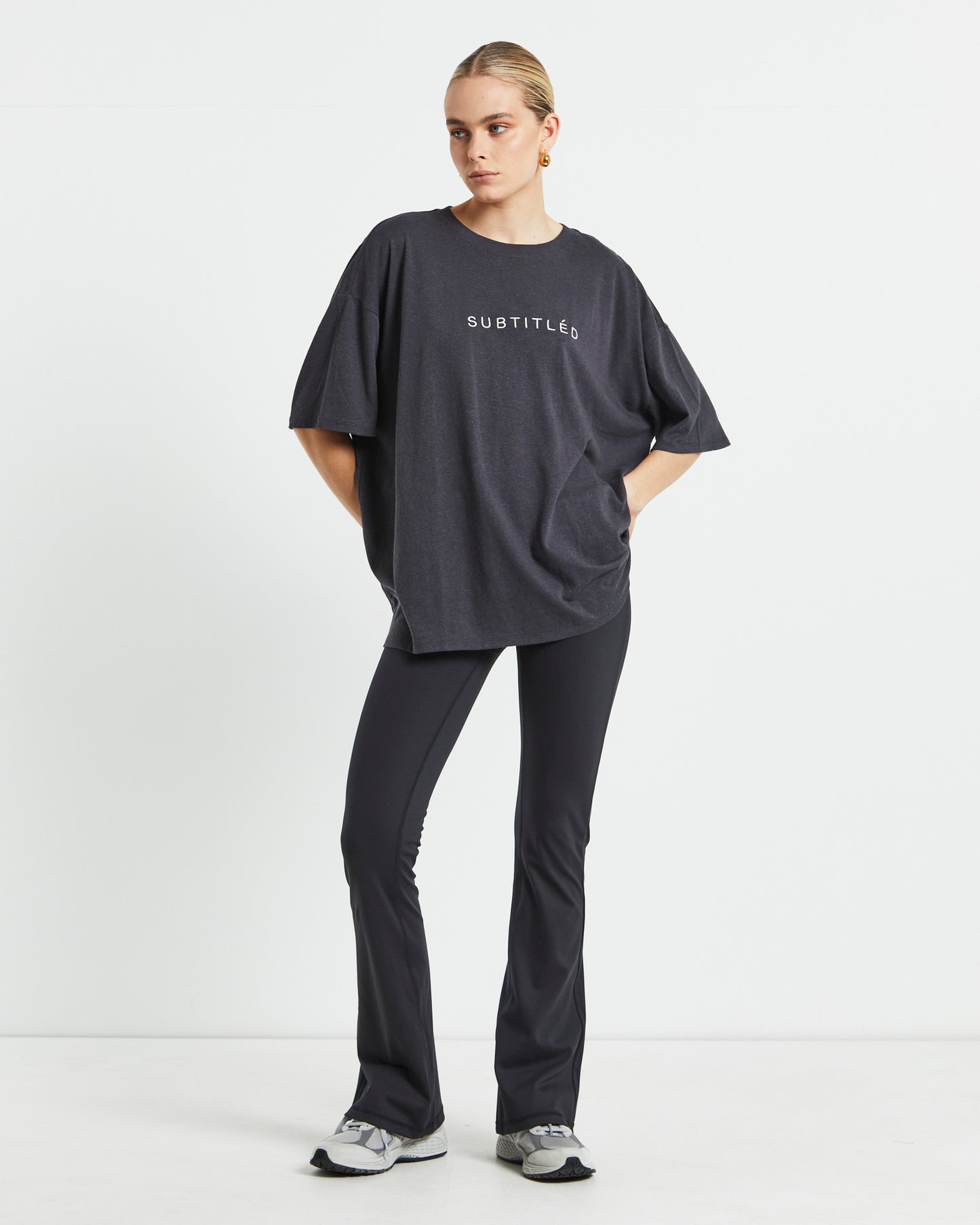 State Linen Oversized Short Sleeve T-Shirt in Charcoal