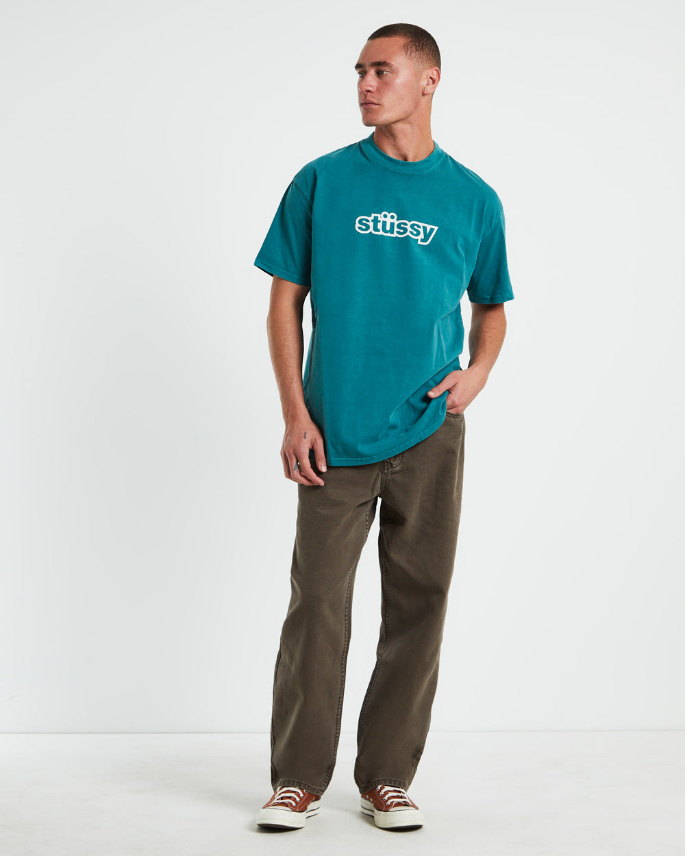 Thick 50-50 Heavyweight Short Sleeve T-Shirt in Ocean Blue