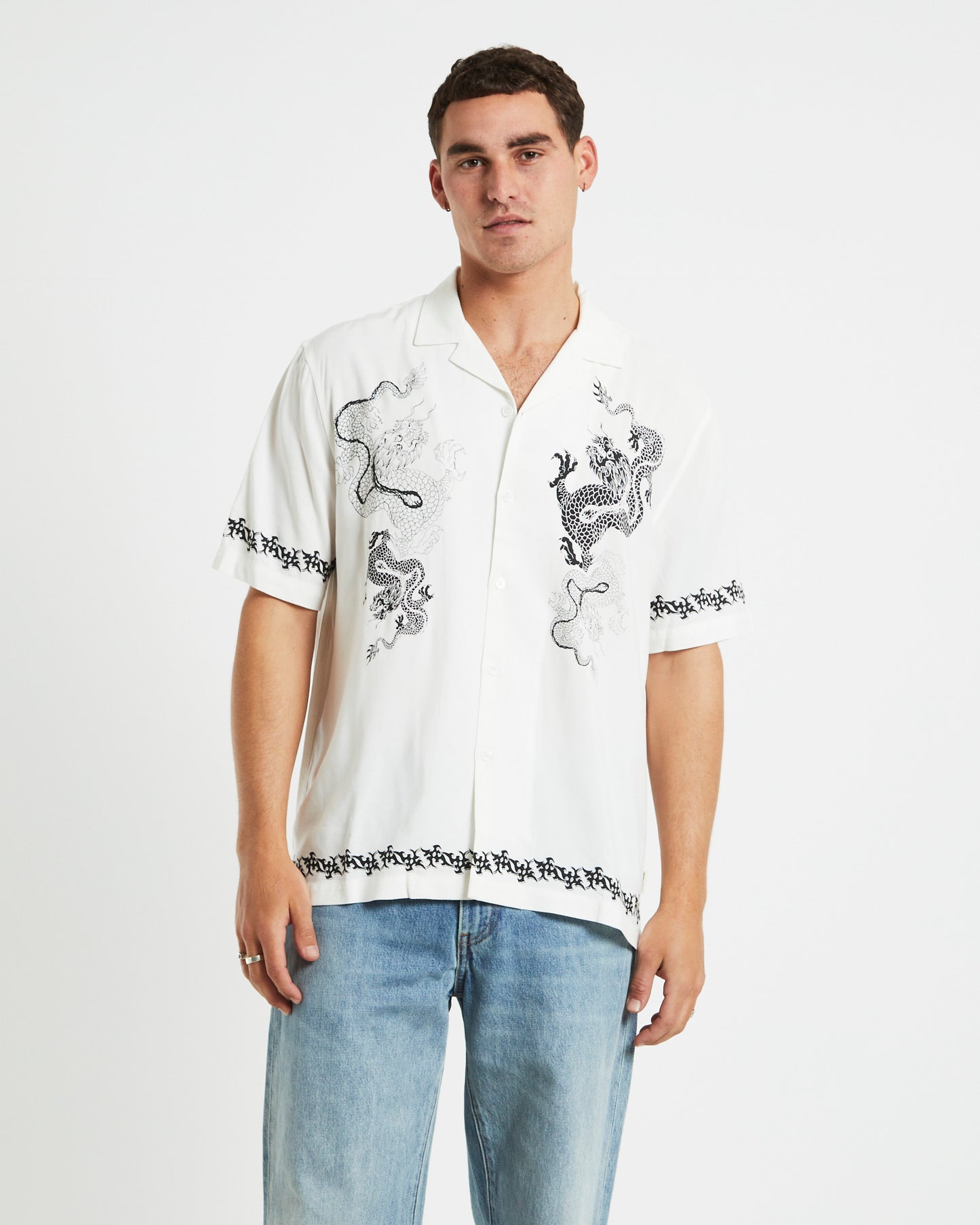 Draco Short Sleeve Resort Shirt in White