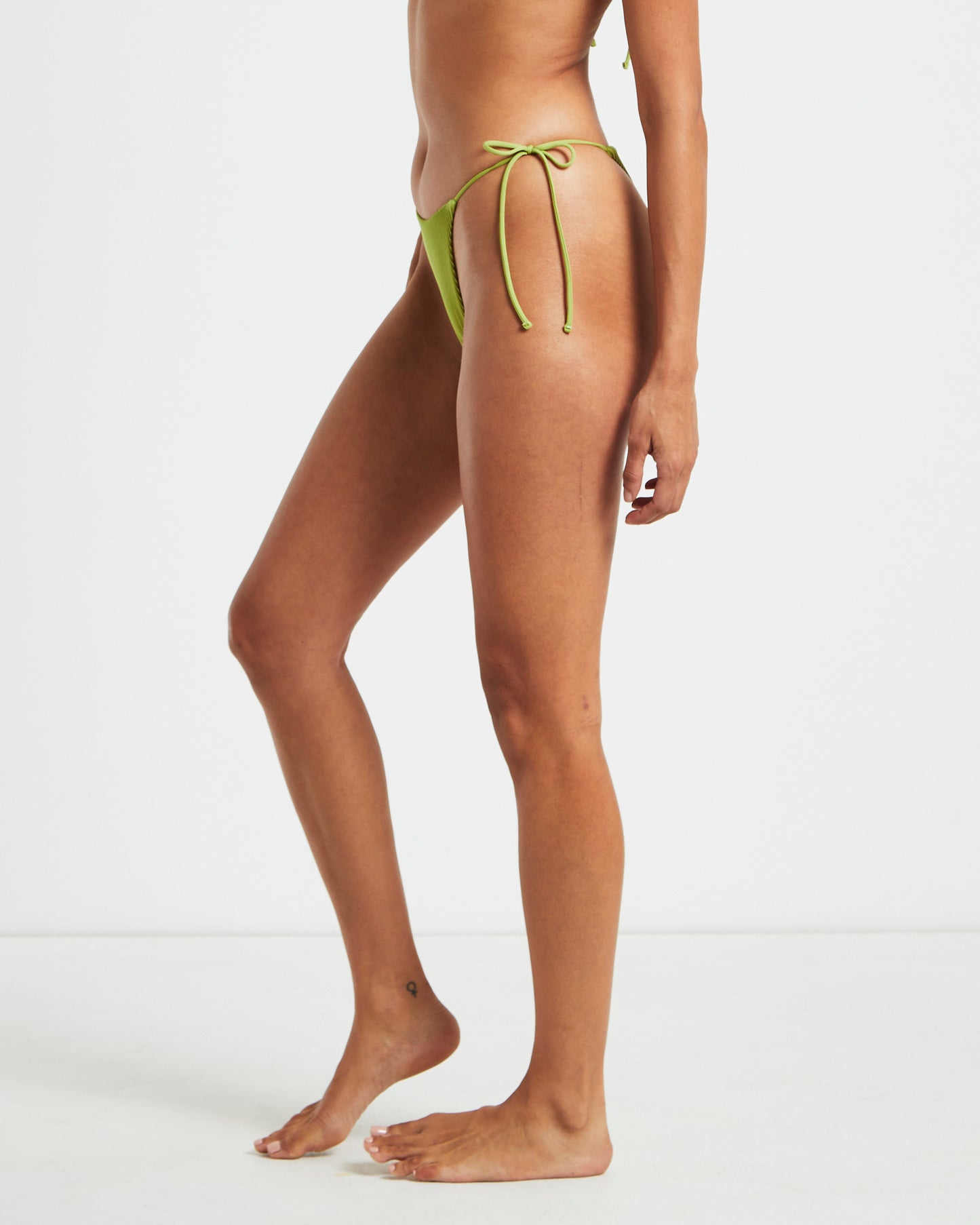 Rib Skinny Strap Tie Side Bikini Bottom