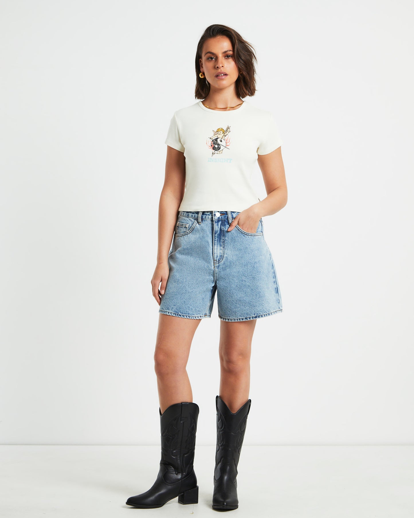 Fallen Angel Baby Tee in White