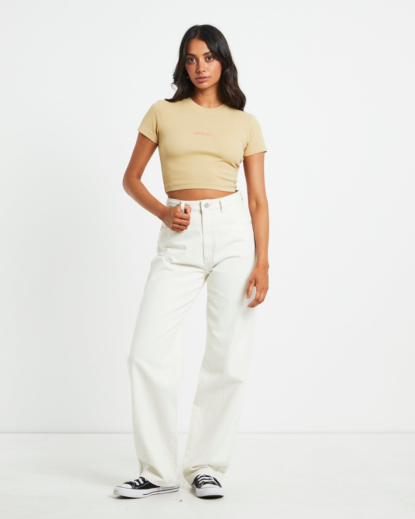 Dillon Abbie Recycled Cropped Tee in Natural