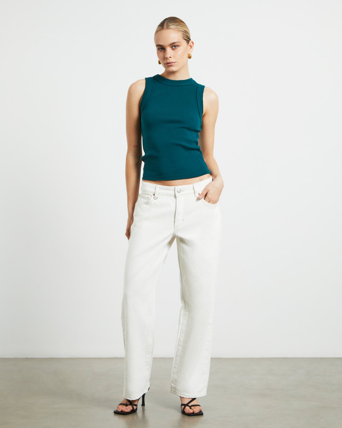 Jonesy Singlet Top in Deep Jade