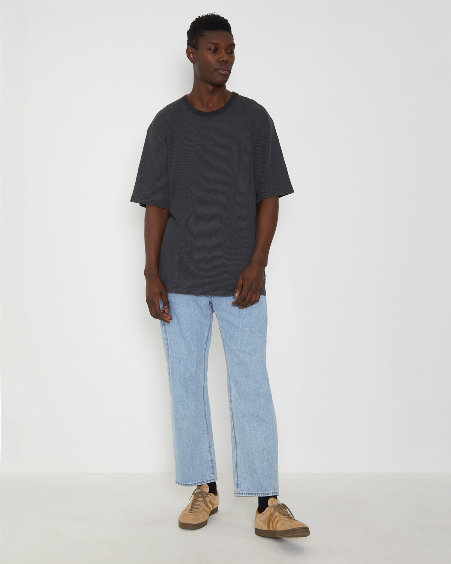 Trade Waffle Short Sleeve T-Shirt in Sulhur Black
