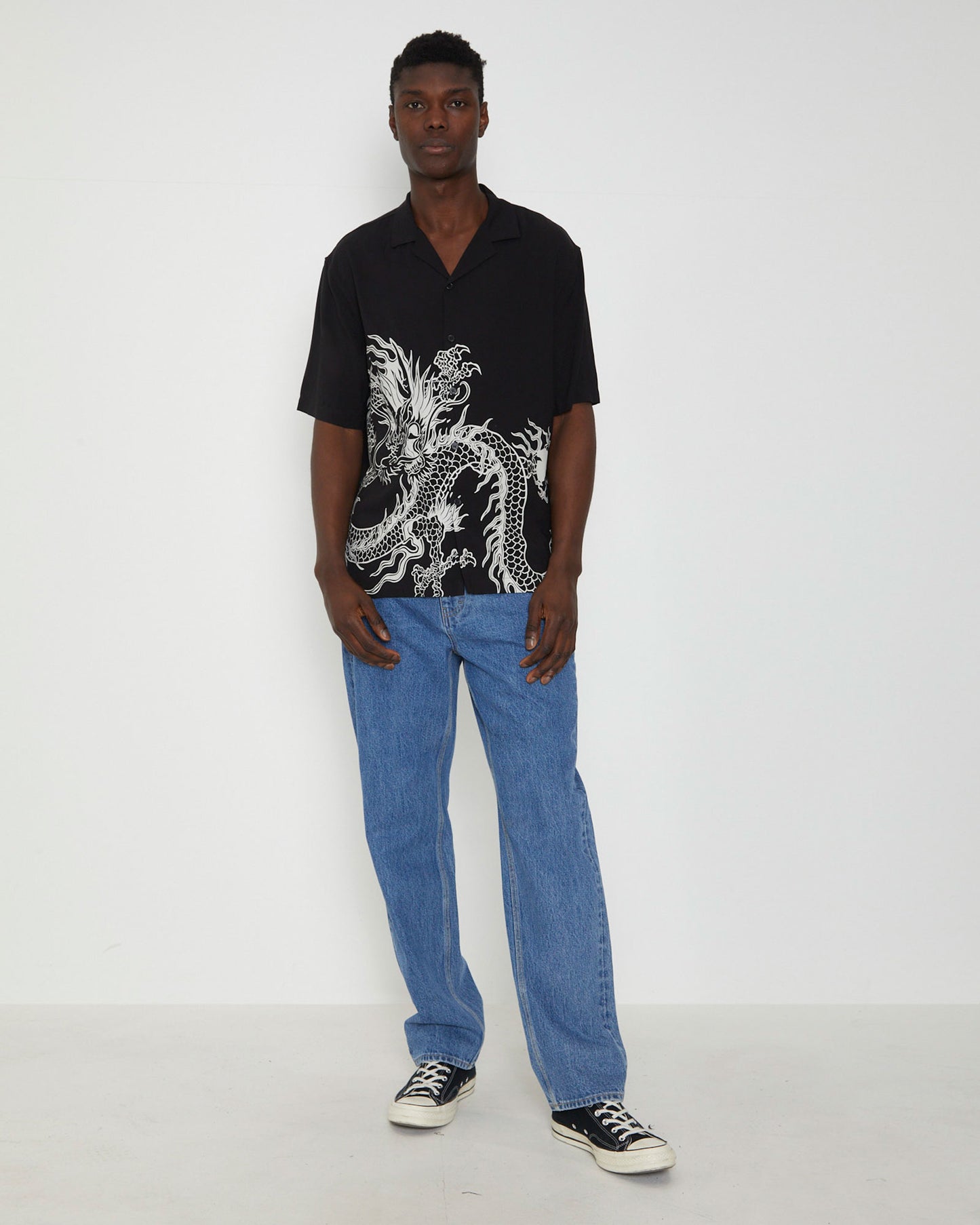Saigon Short Sleeve Resort Shirt in Black