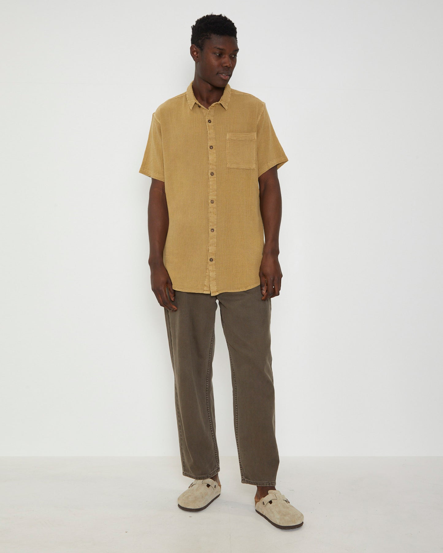Bon Crepe Short Sleeve Shirt in Sand