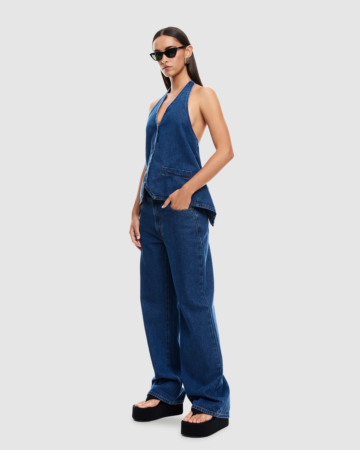 Hills Halter Denim Top