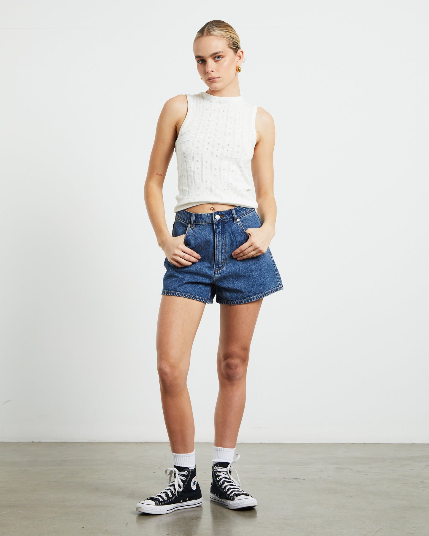 Jane Pointelle Top in White