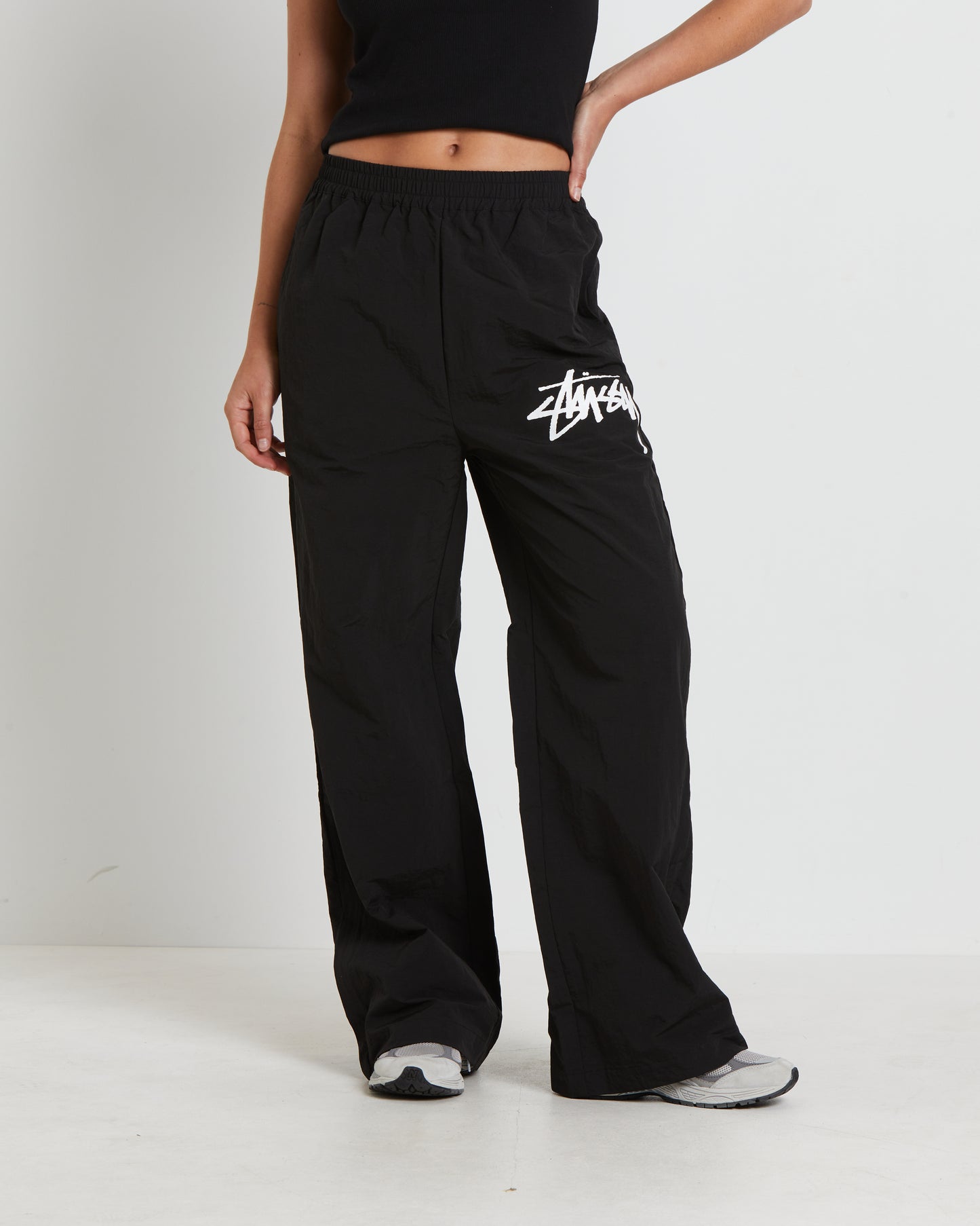 Nylon Graffiti Pants in Black