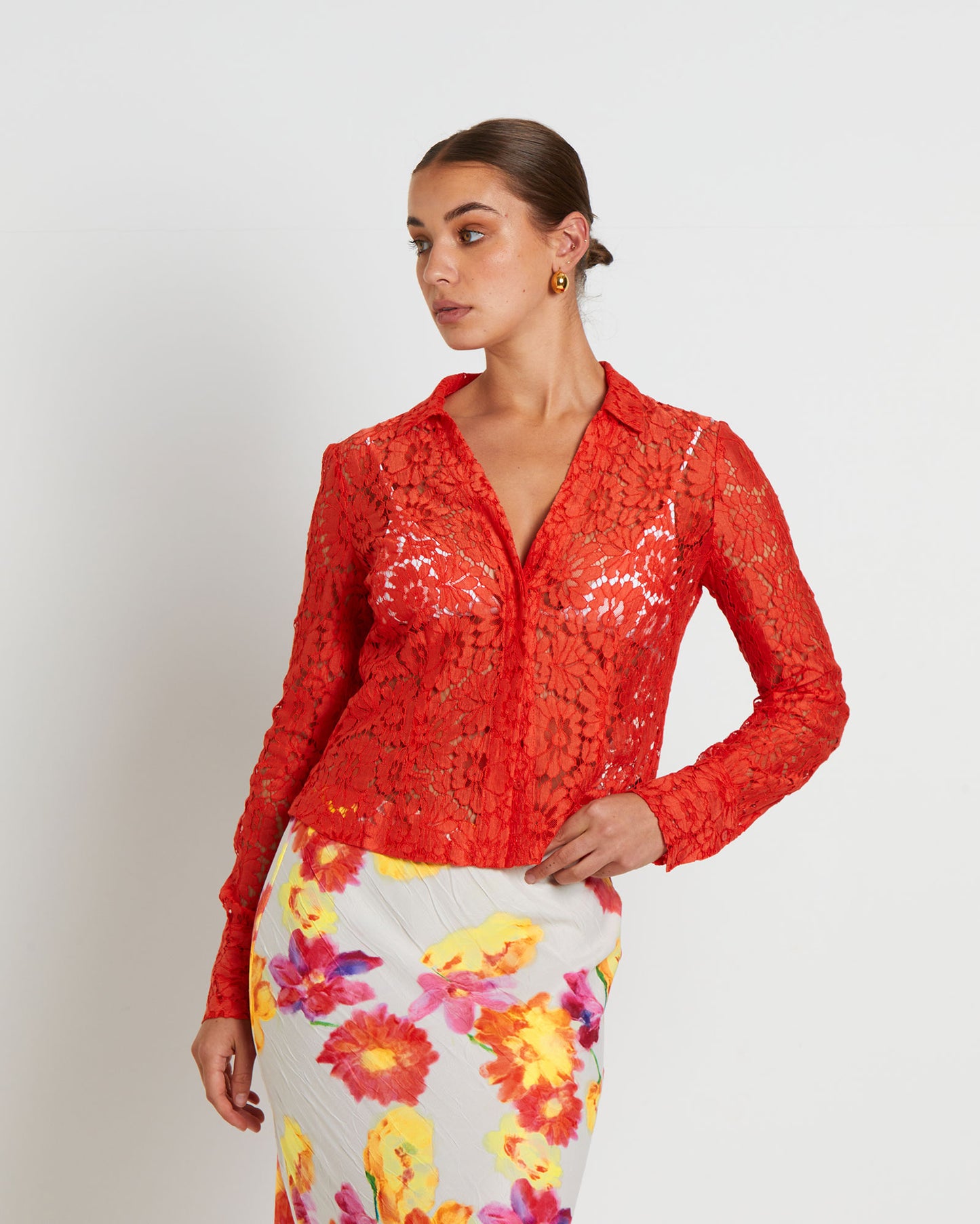 Pip Sheer Lace Long Sleeve Shirt