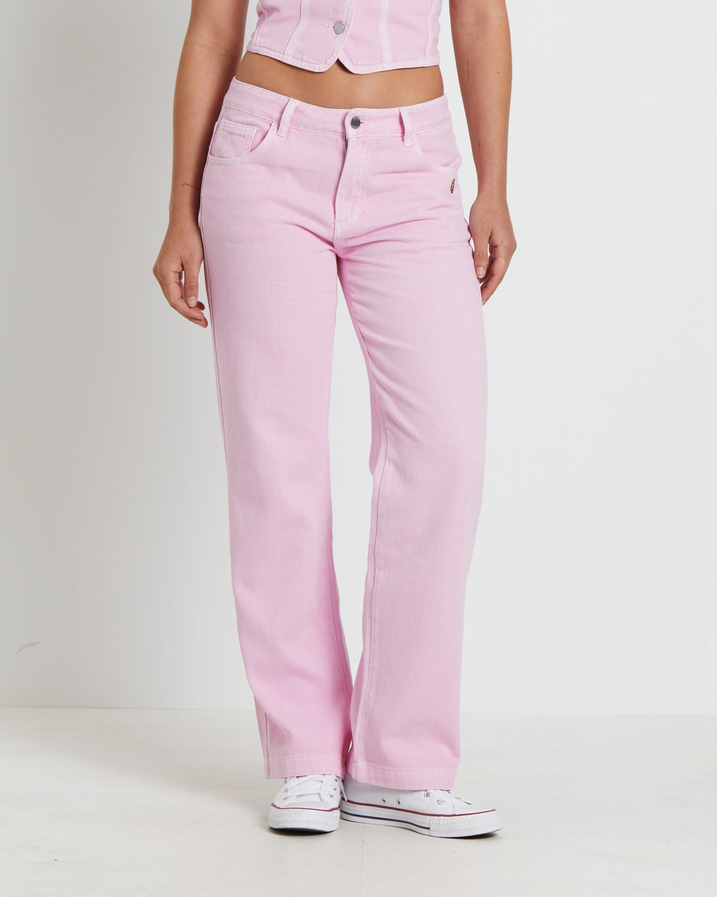 Heavenly People Straight Low Rise Pants in Baby Pink
