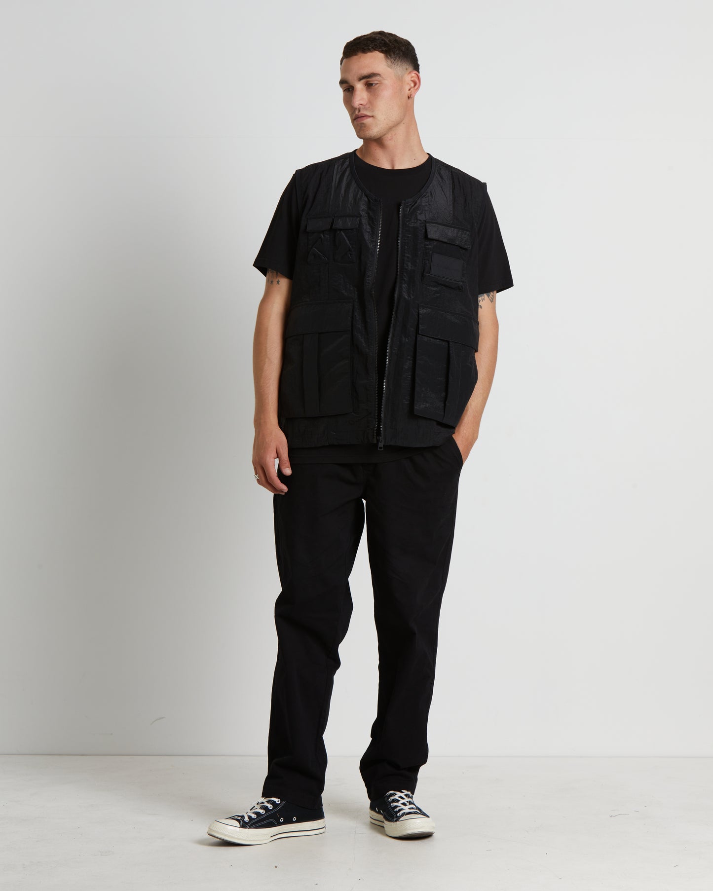 Mesh Ripstop Utility Vest in Black