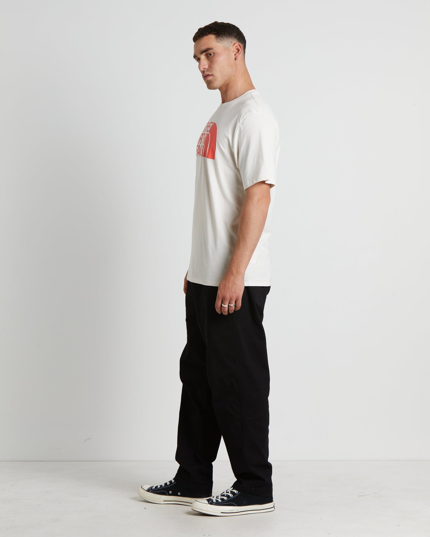 Short Sleeve Half Dome T-Shirt in Gardenia White/Retro Orange