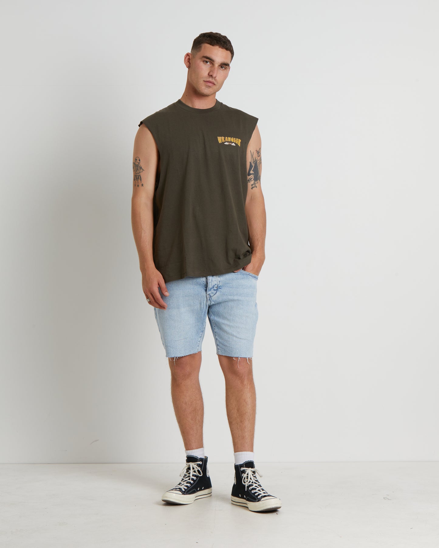Wings Muscle Tee in Dark Slate Green