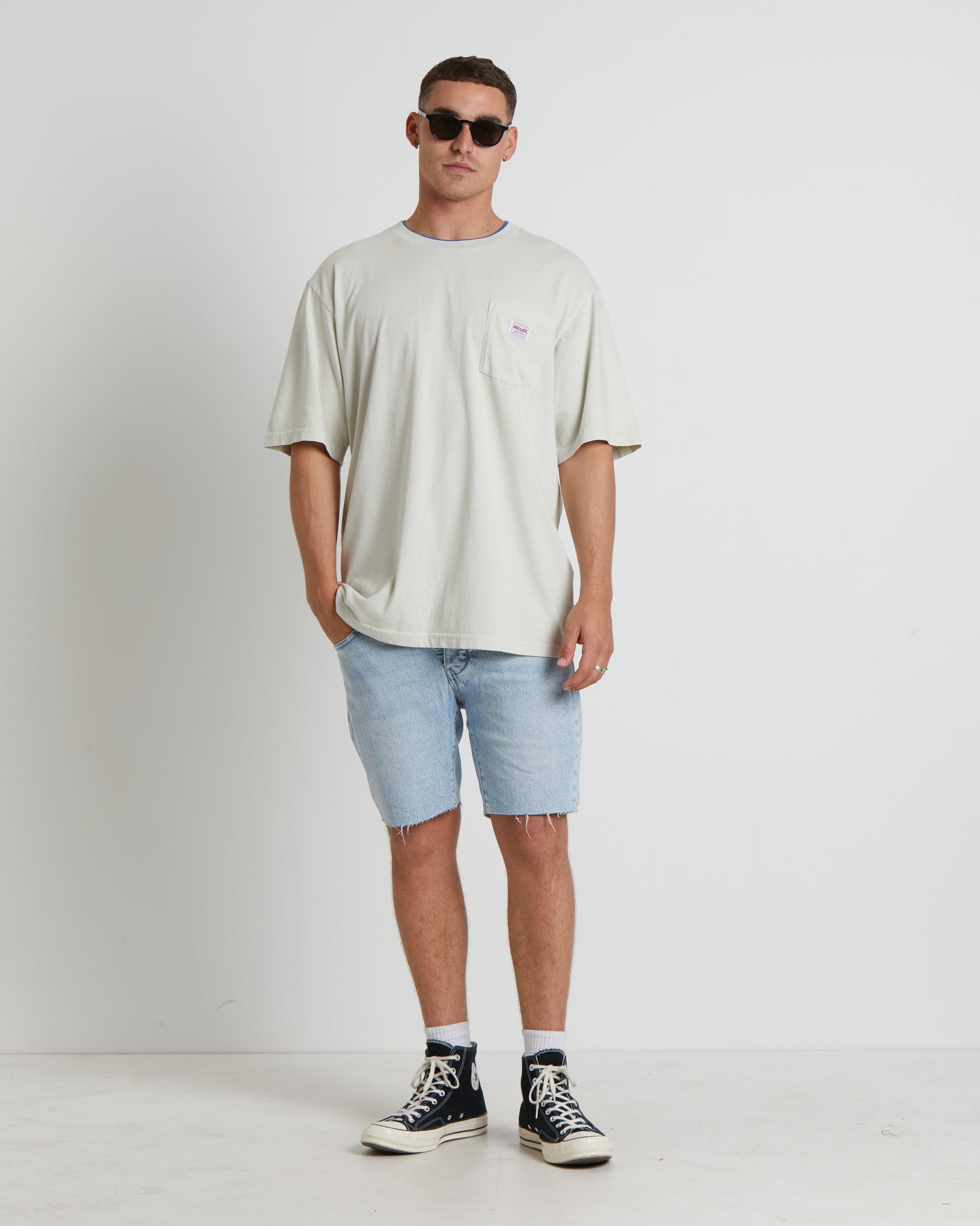 Double Rib Pocket Short Sleeve T-Shirt in Cool Grey