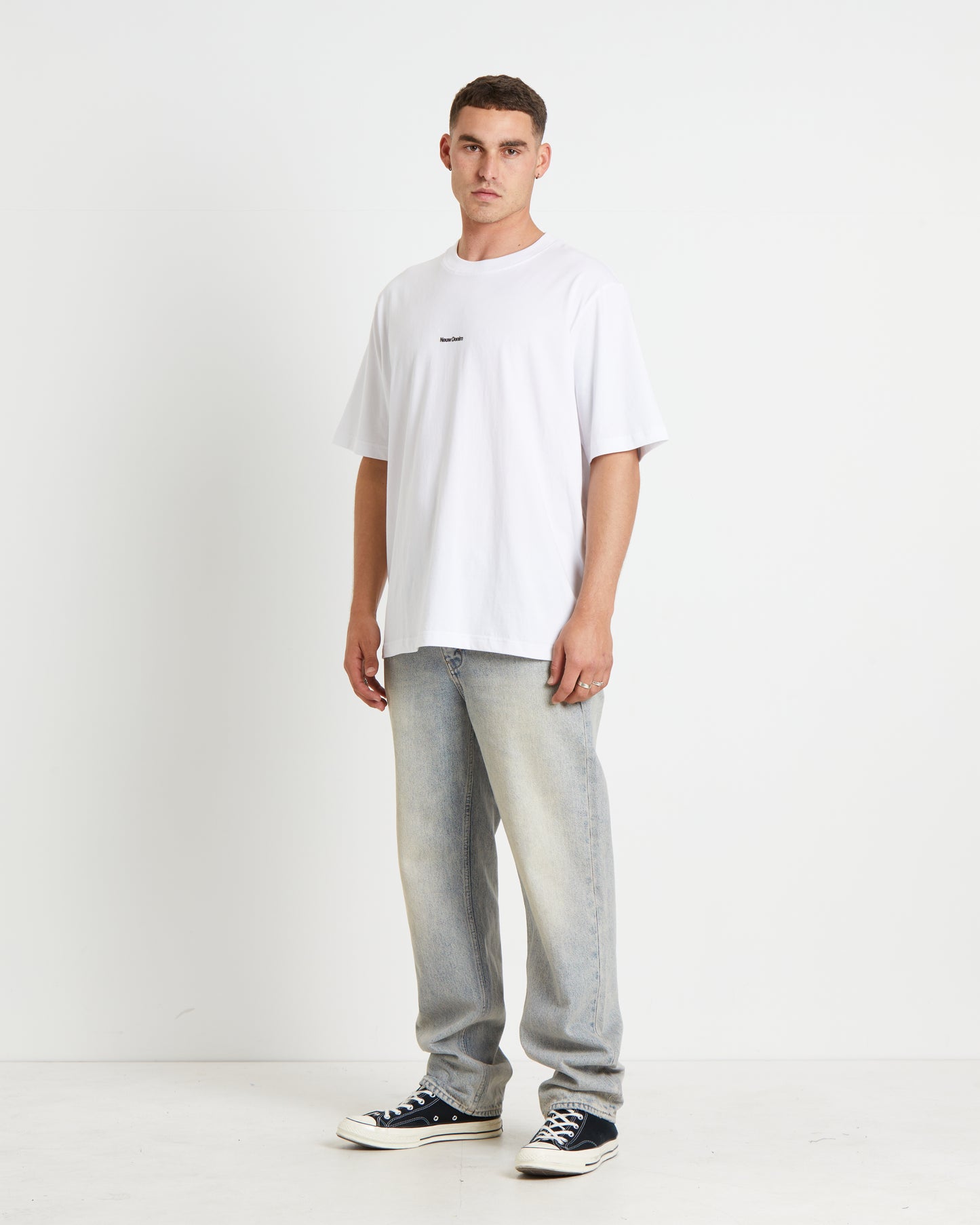Sano Neuw Denim Logo Short Sleeve T-Shirt in White