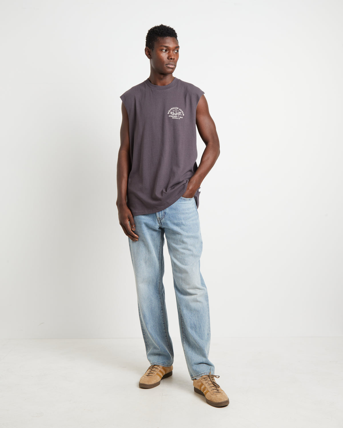 Serpent Stamp Muscle Tee in Slate Grey GREY