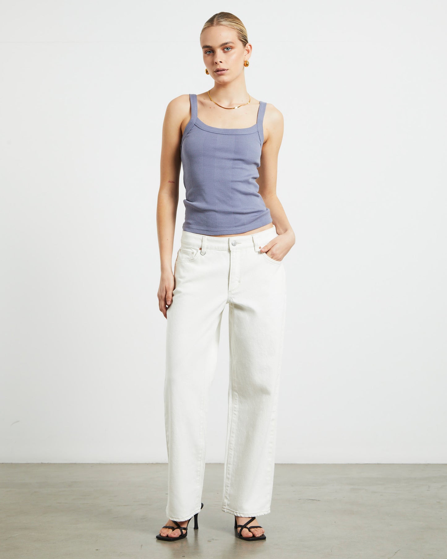 Frenchie Rib Singlet in Slate Grey