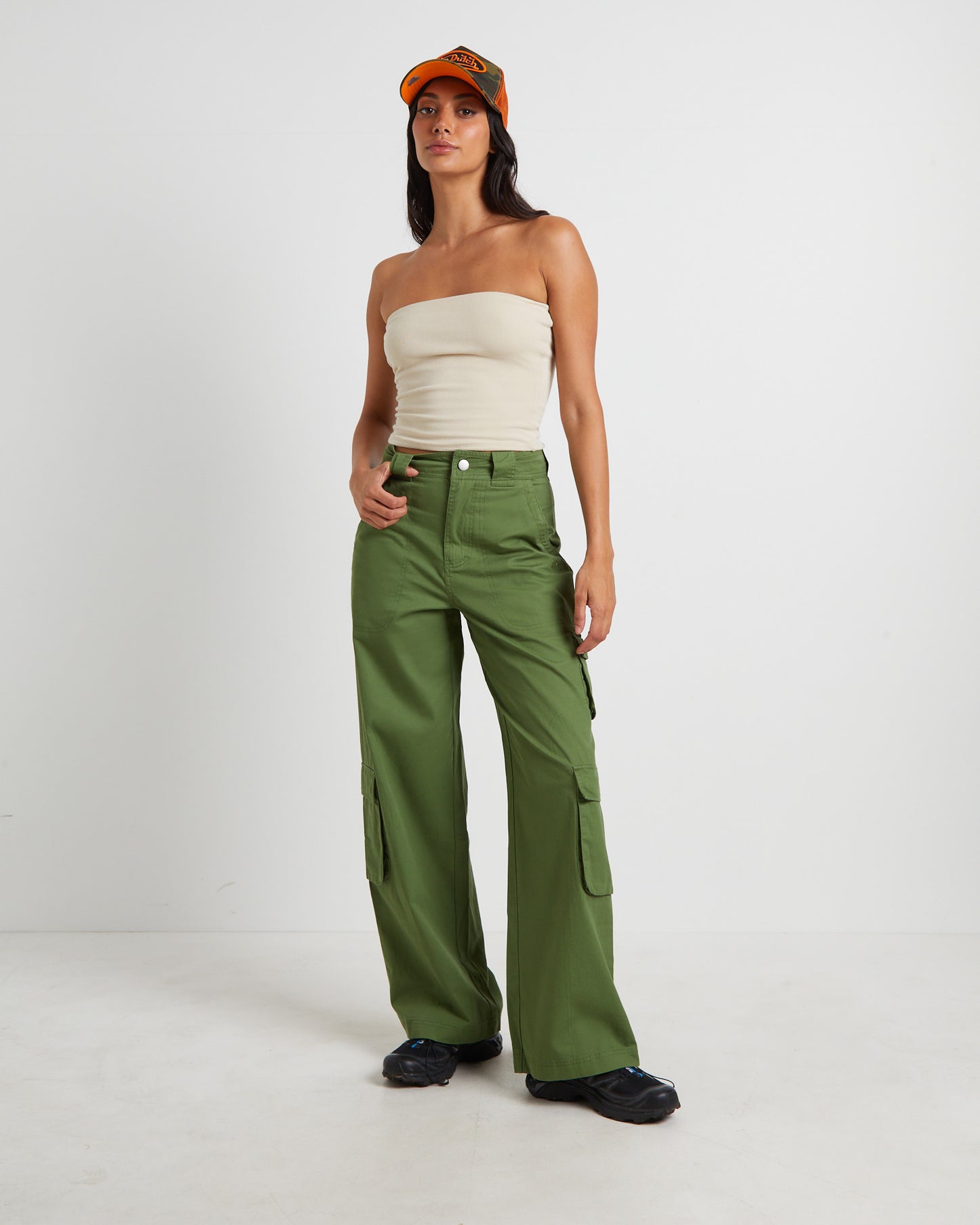 Water Pipe Cargo Pants in Khaki Green