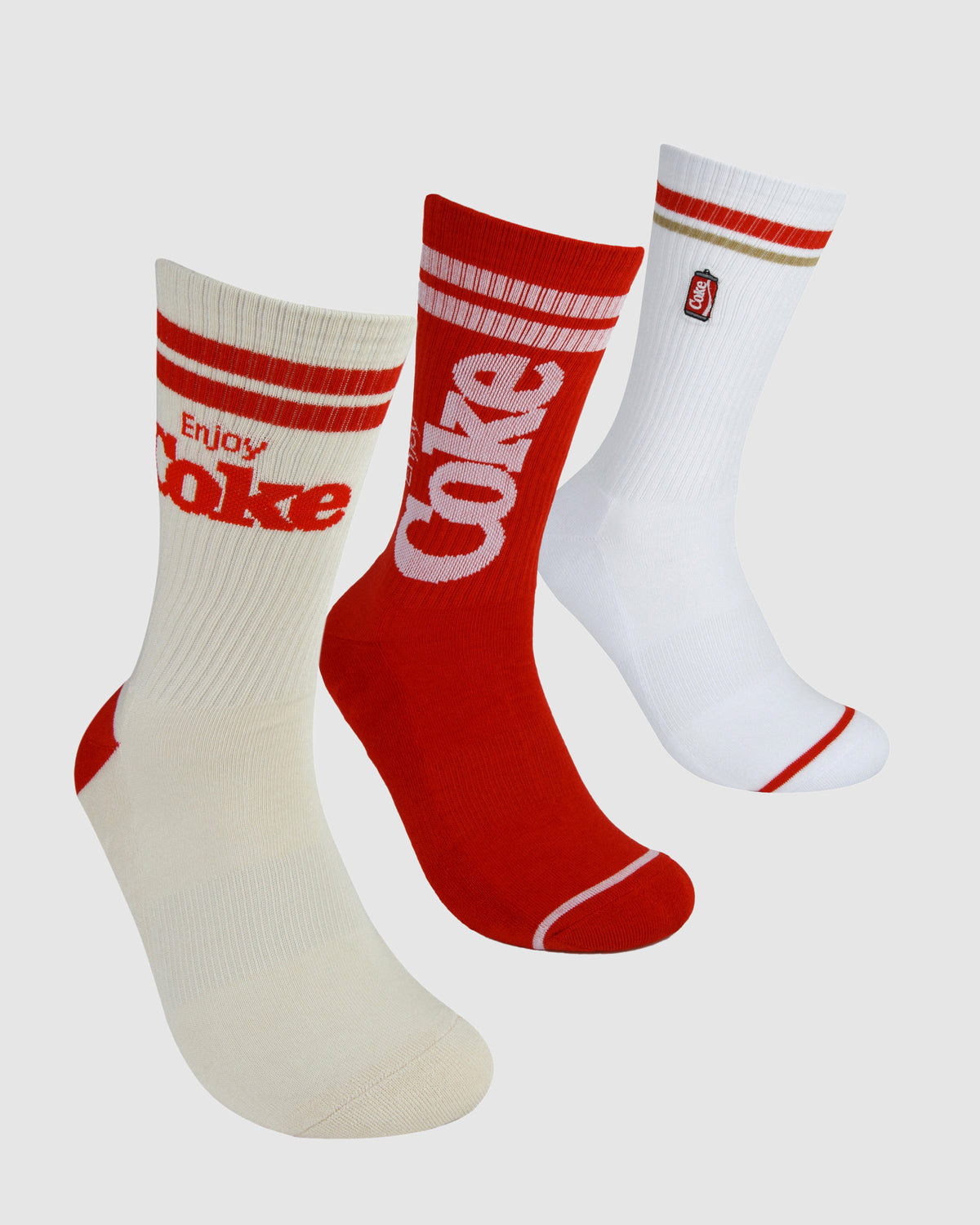 Coke Retro Sneaker Socks 3 Pack Gift Can ASSORTED
