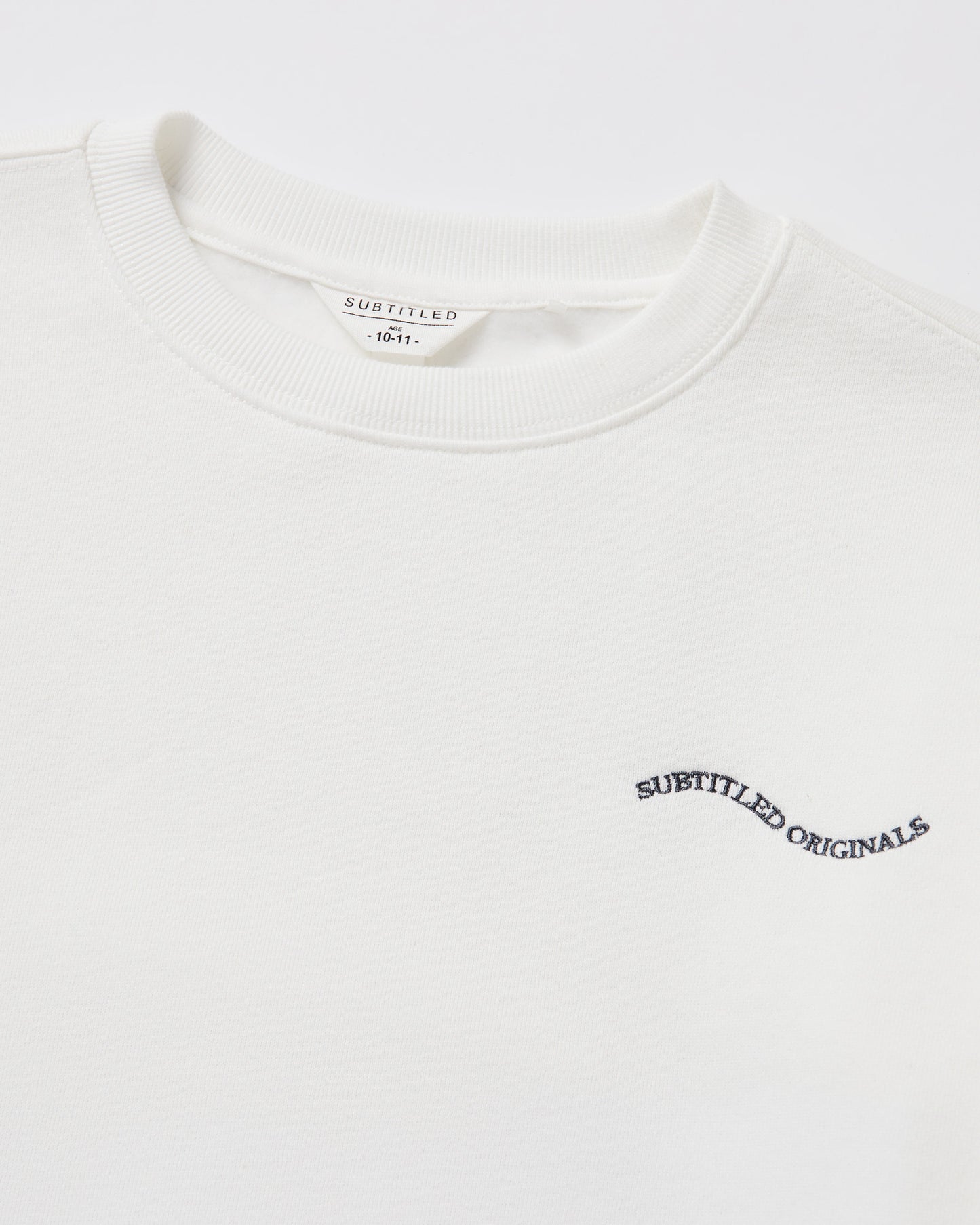 Teen Girls Oversized Wave Origin Fleece Crew Neck Jumper in White