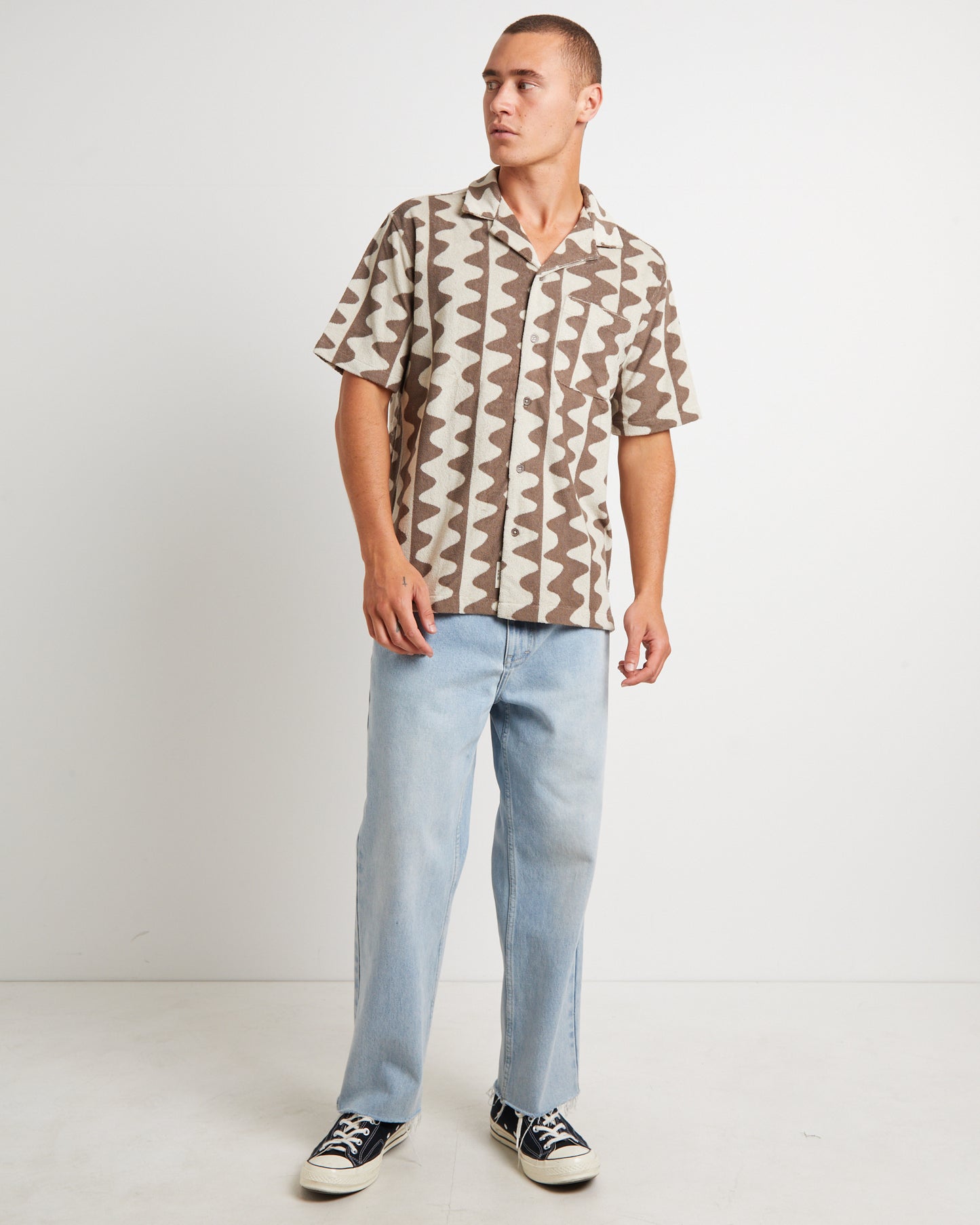 Waves Terry Short Sleeve Shirt in Mud