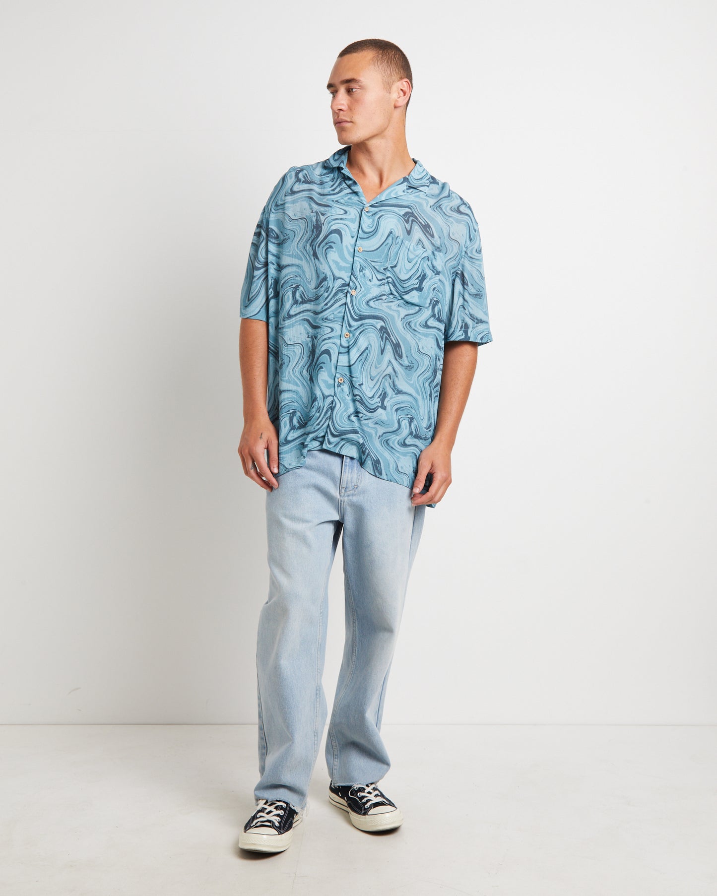 Efforts Short Sleeve Resort Shirt in Blue