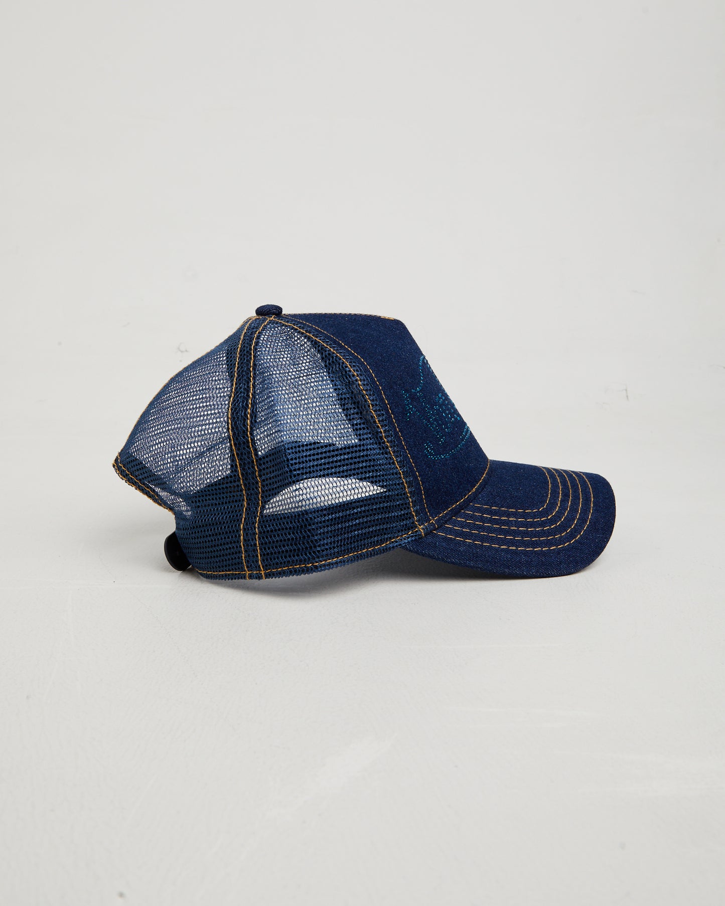 Navy Stone Denim Trucker Cap