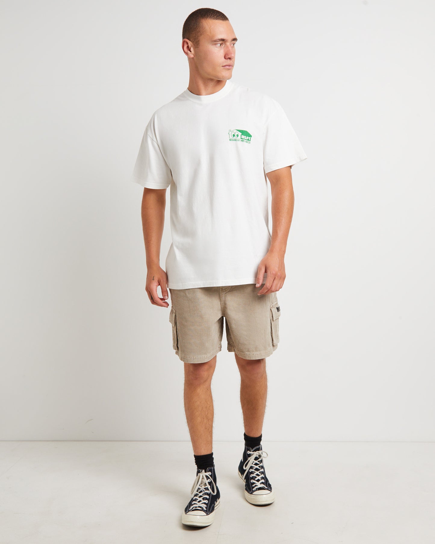 Hood Watch 50-50 Short Sleeve T-Shirt in Thrift White