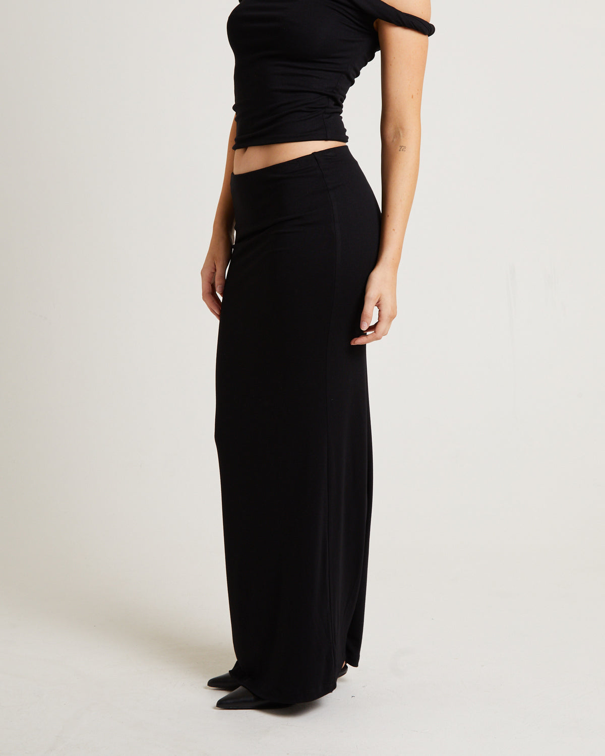 Dom Slinky Hipster Maxi Skirt BLACK