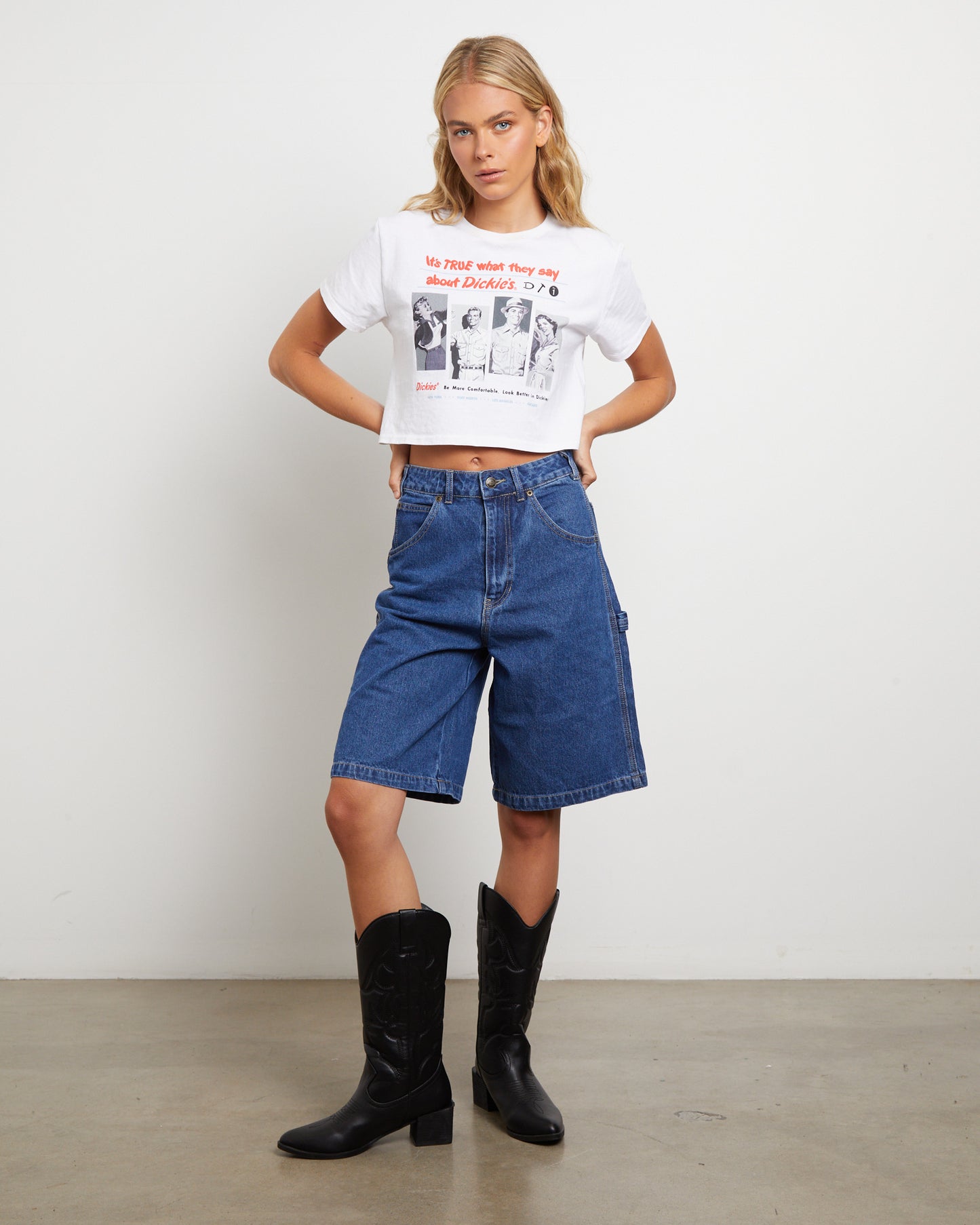 Relaxed Denim Shorts in Stone Washed Indigo