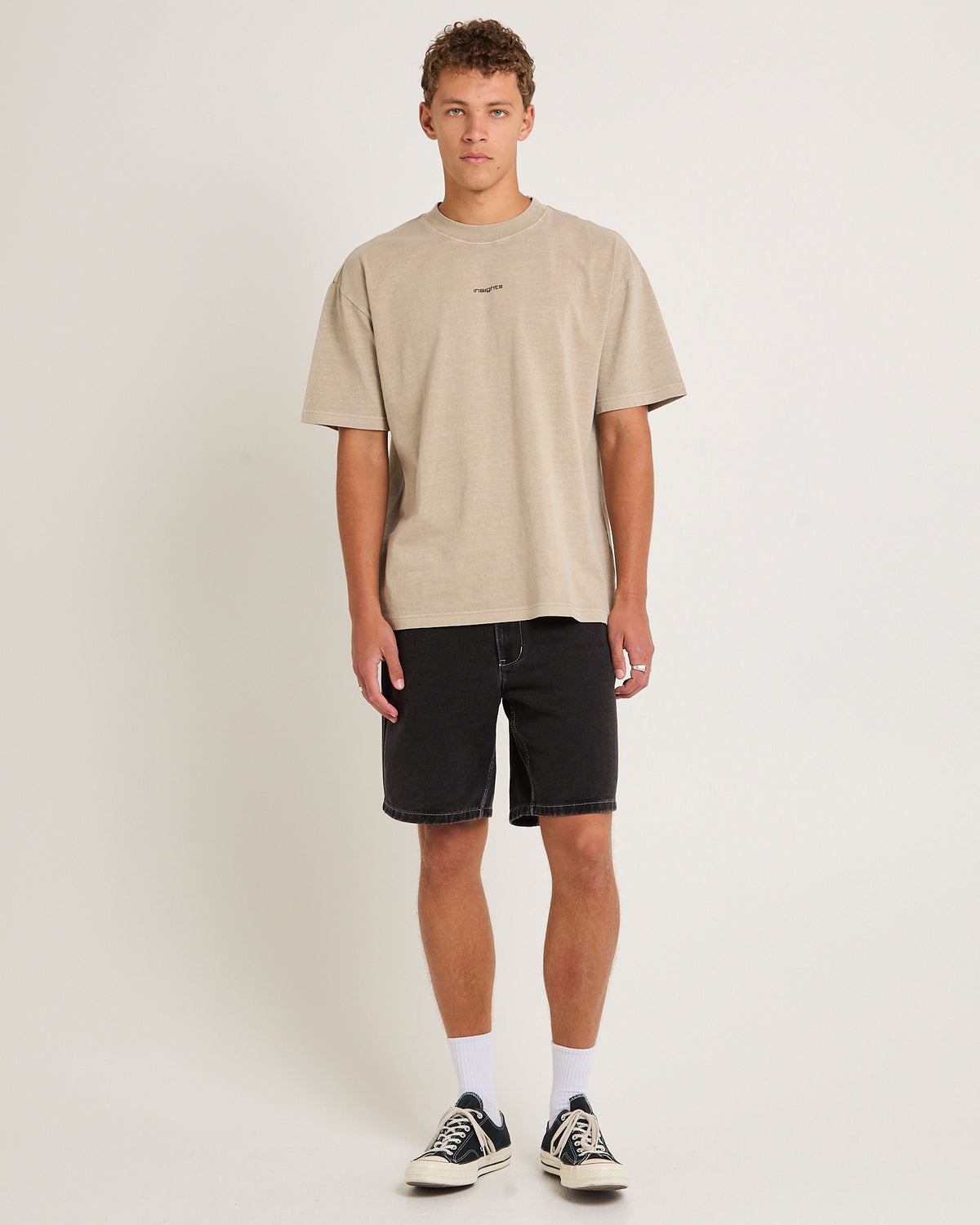 Knocker Contrast Vintage Denim Shorts FLAT OUT BLACK
