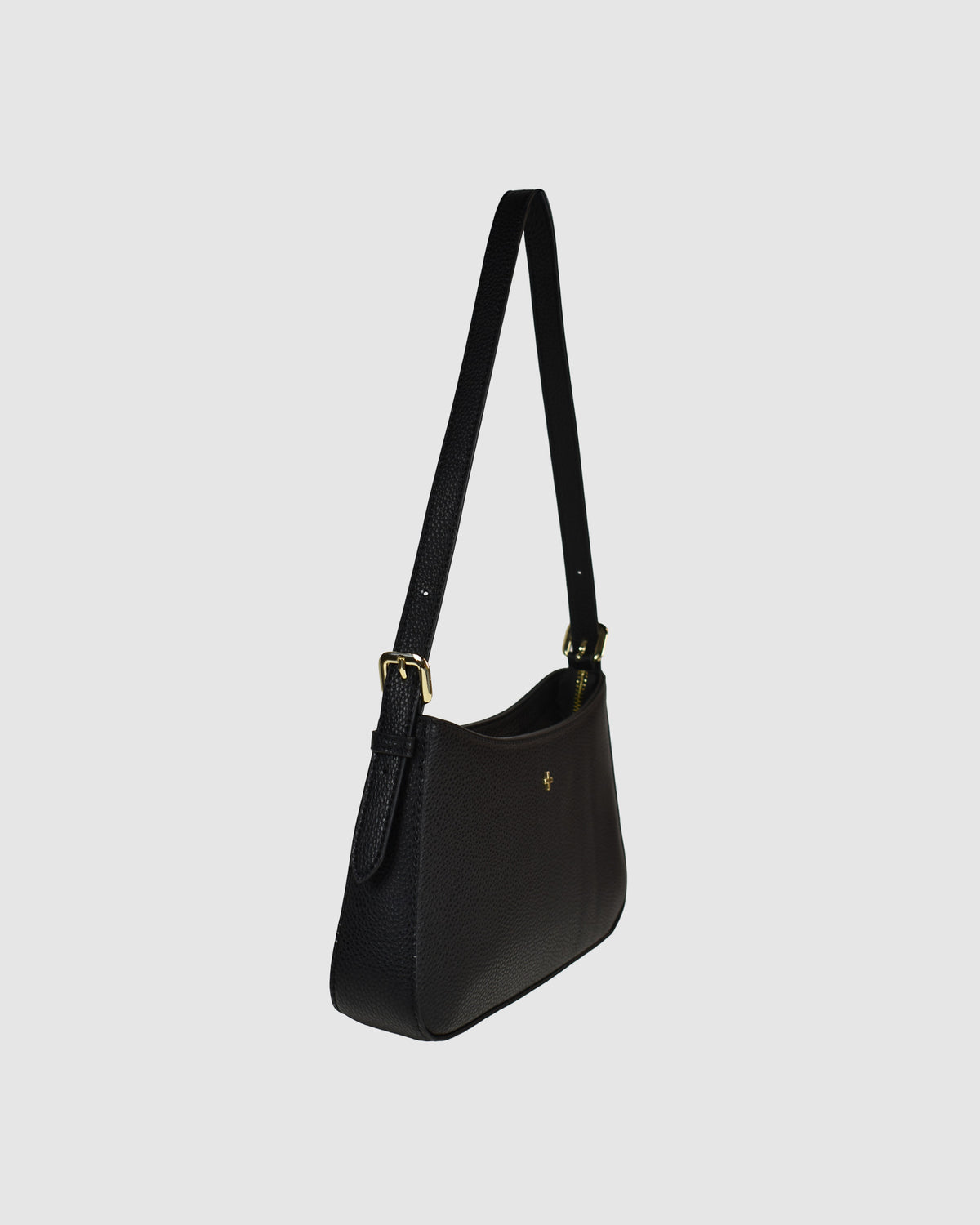 Lilu Shoulder Bag in Black Pebble Gold BLACK