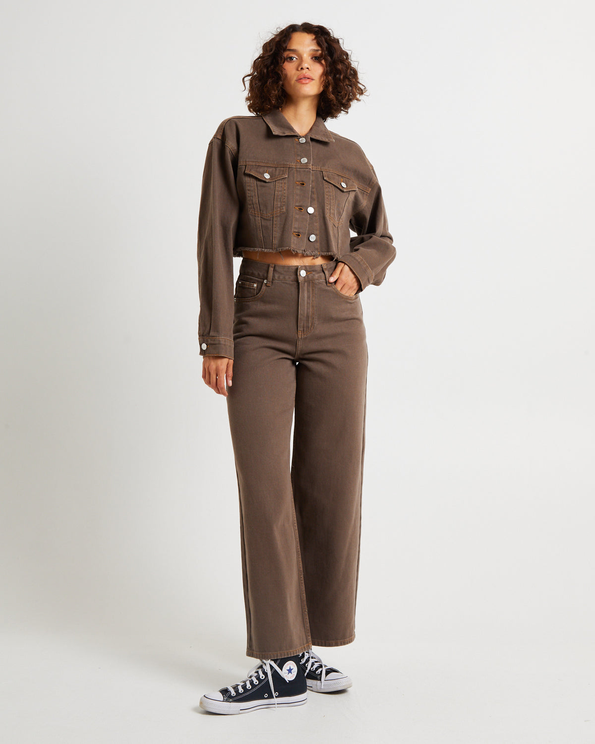 Mia Crop Denim Jacket Washed Sepia WASHED SEPIA