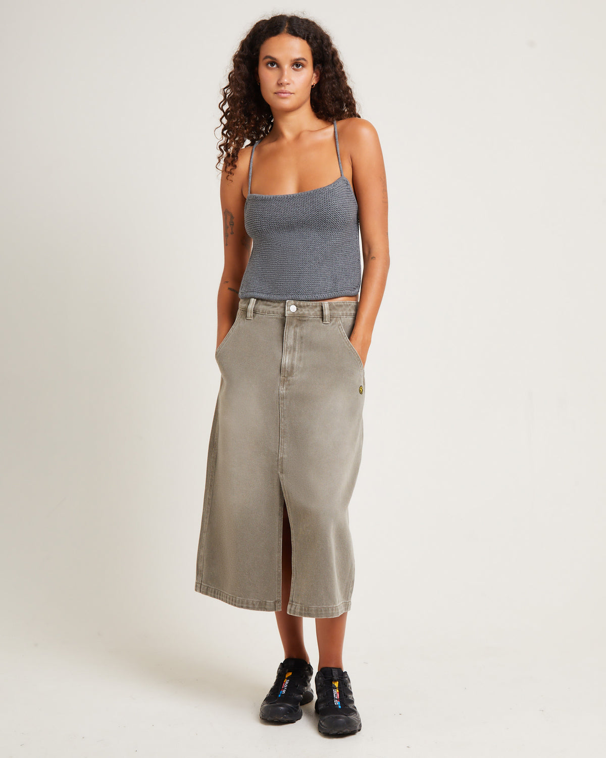 Heavenly People Midi Skirt Bark BARK