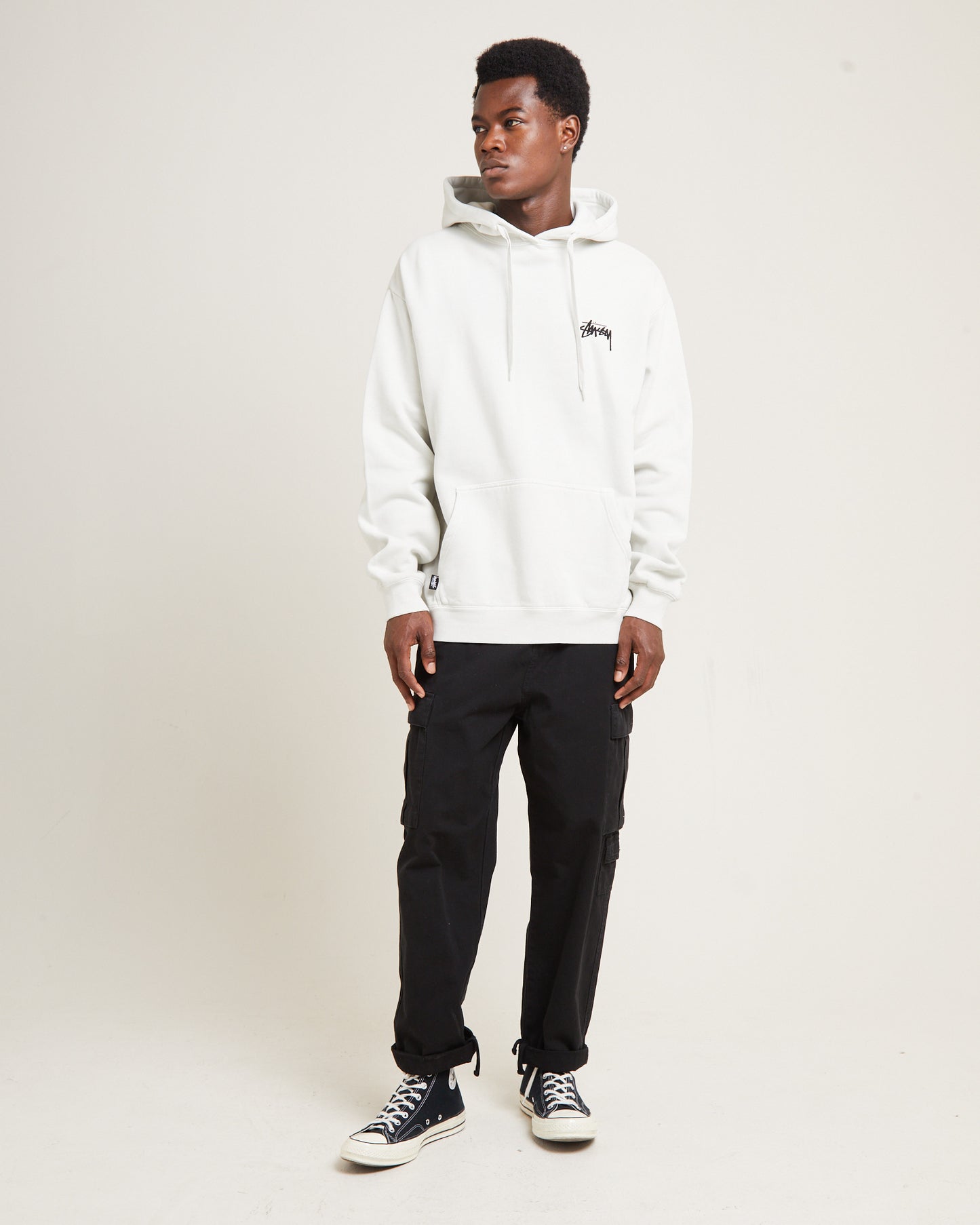 Fuzzy Dice Fleece Hoodie Washed White