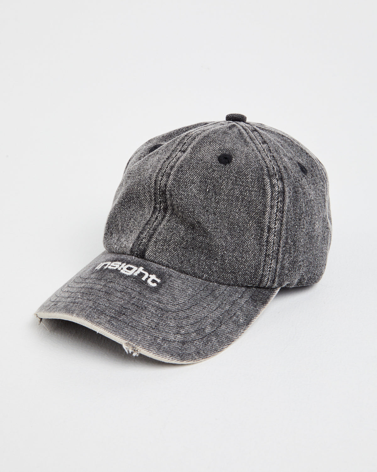 Distressed Denim Cap BLACK