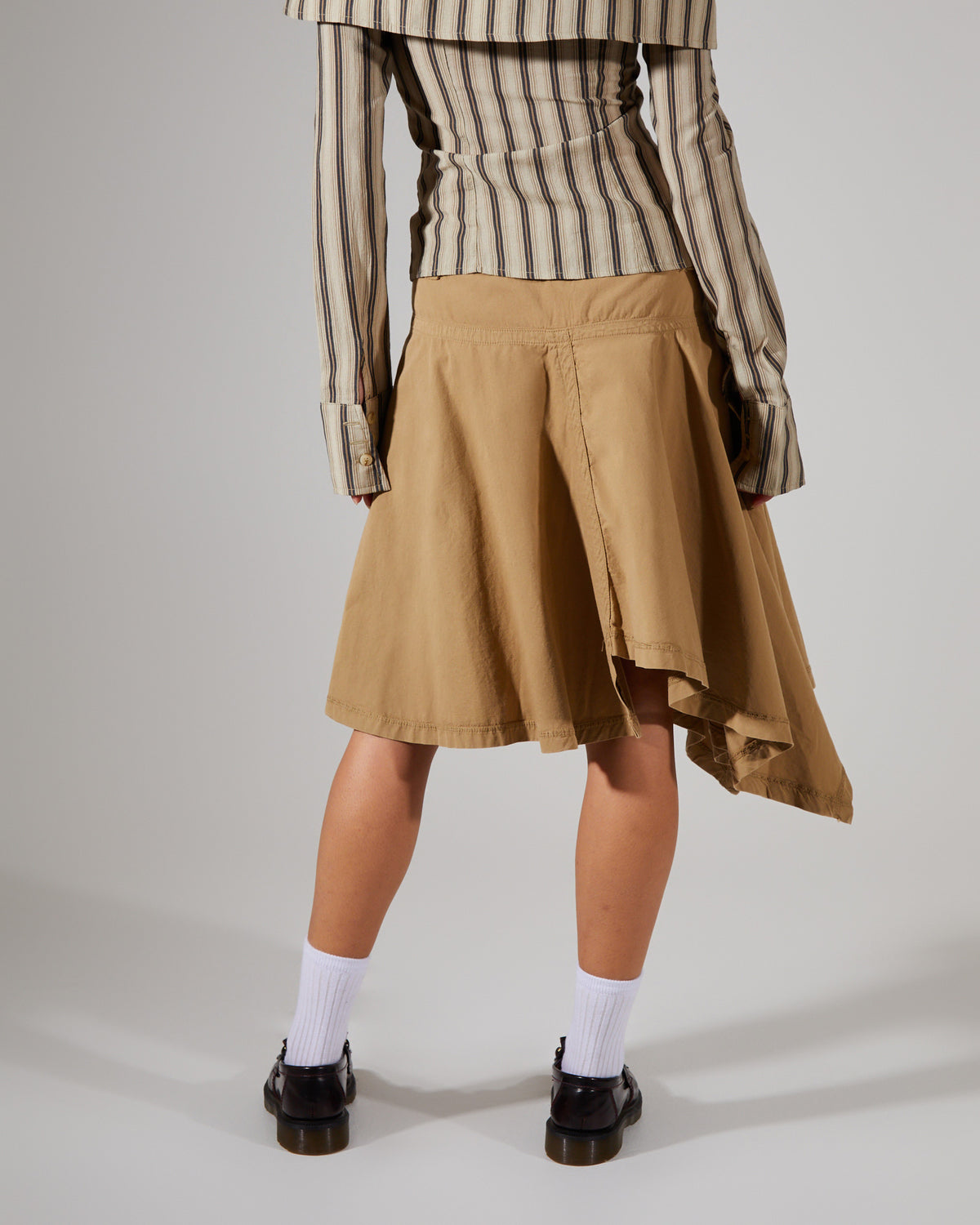 Asymmetric Choppy Cargo Skirt BEIGE