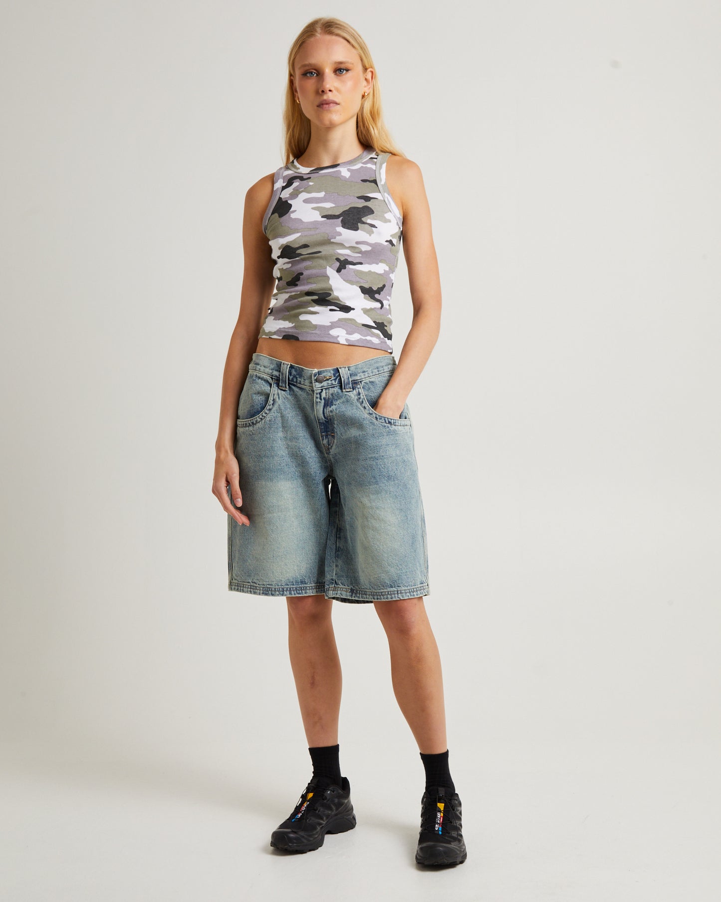 Rib Tank Top White Camo