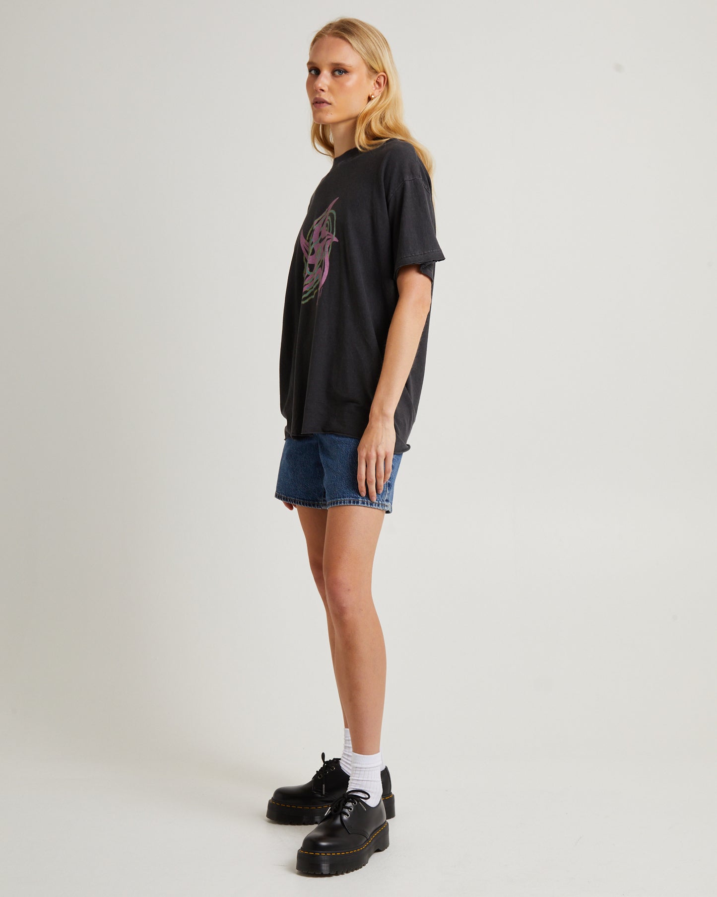 Gravity Hemp Oversized Tee Stone Black
