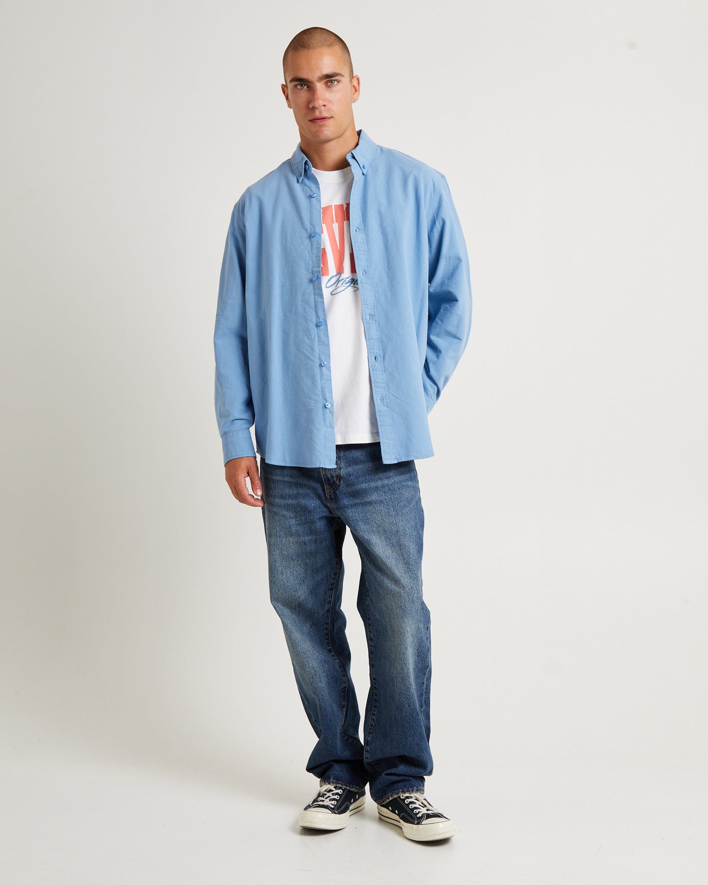 Authentic Button Down Long Sleeve Shirt Allure Blue