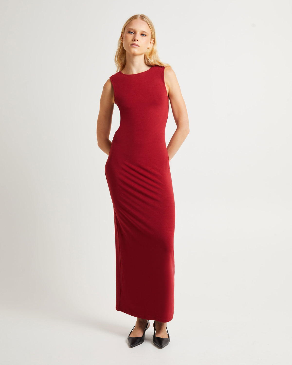 Dahlia Curve Cut Out Maxi Dress CHERRY