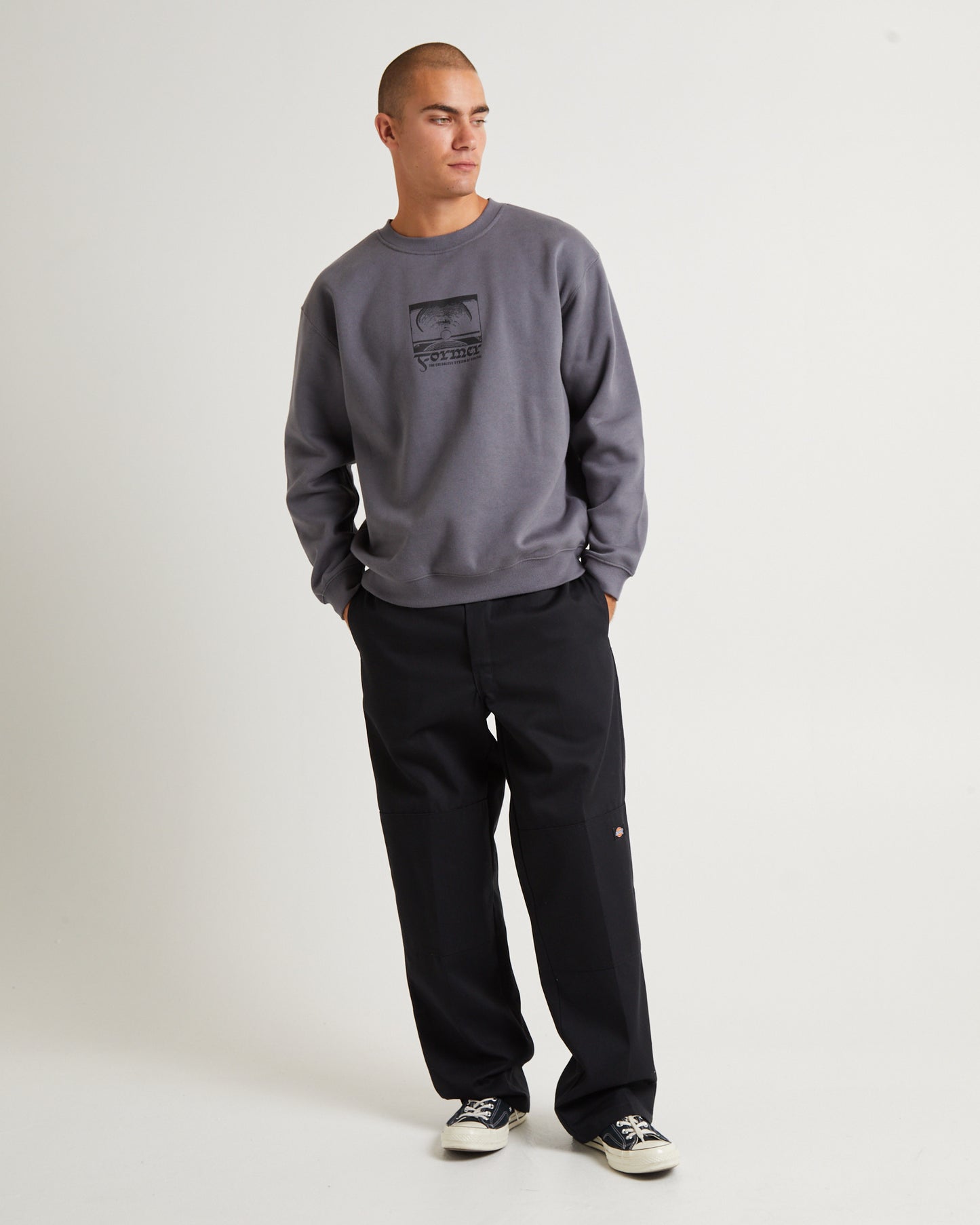 Crux Tribute Crew Jumper Iron Grey