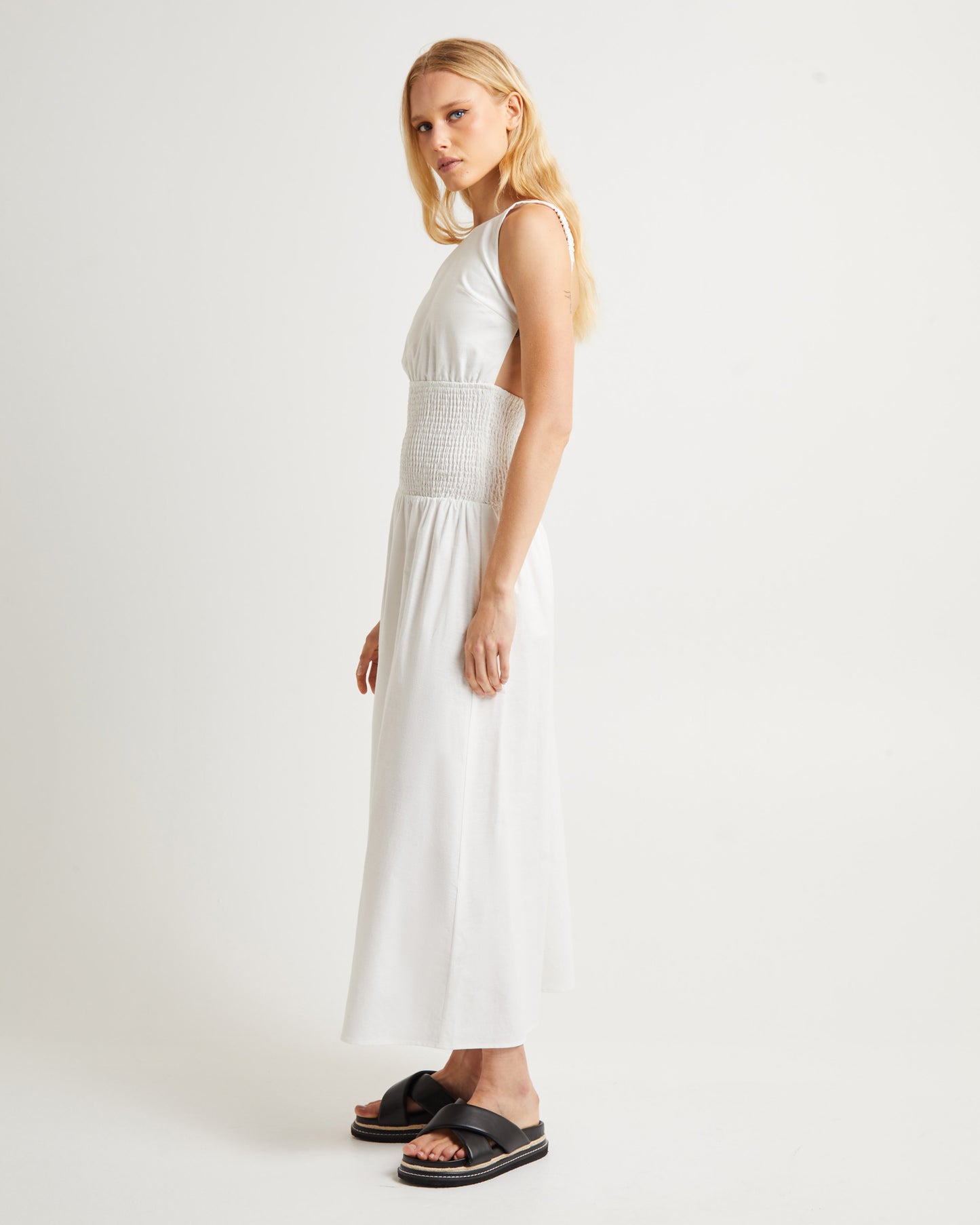 Hally Linen Maxi Dress White