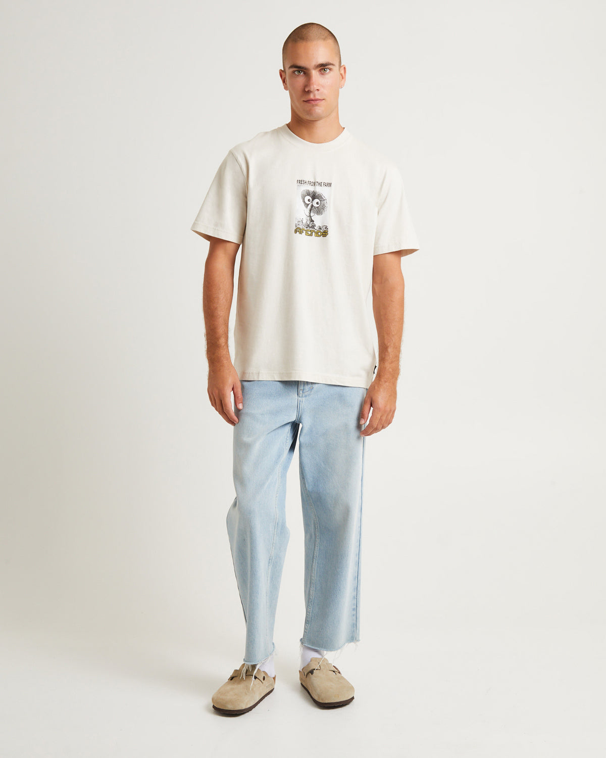 Farm Fresh Recycled Retro Fit T-Shirt Moonbeam MOONBEAM