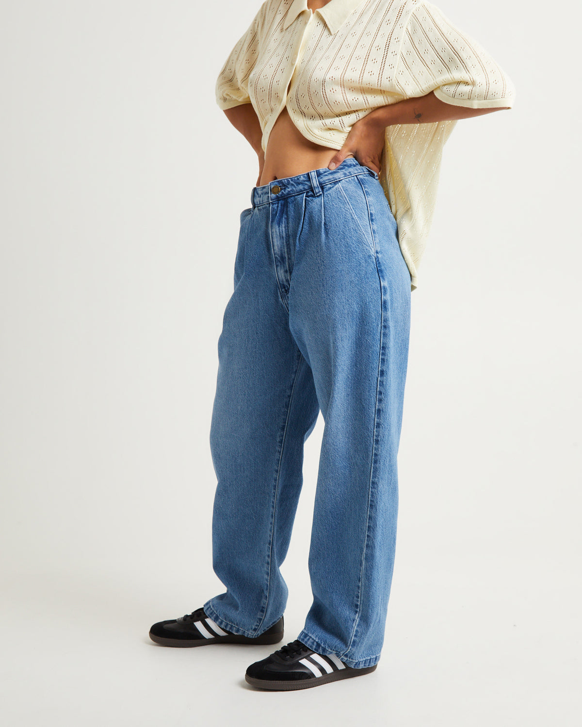 Chloe Pleat Denim Jeans Azure MID BLUE