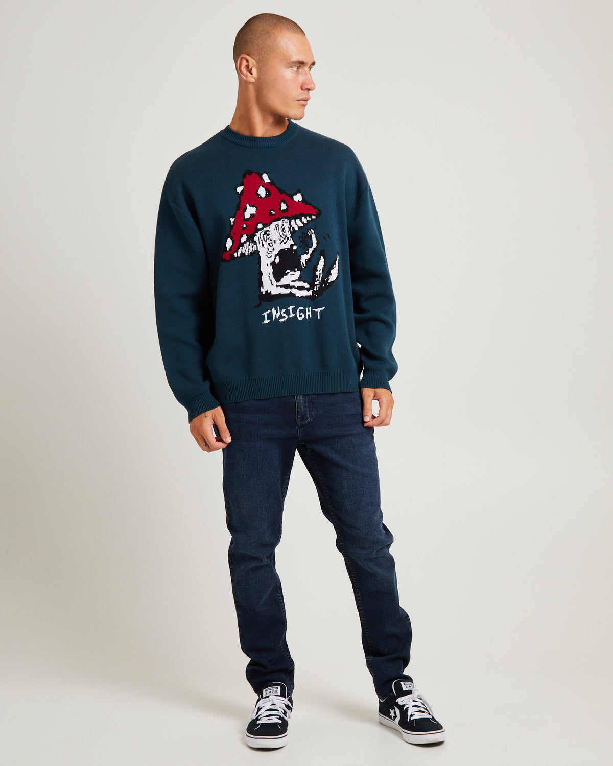Wired Intarsia Knit Jumper PINE