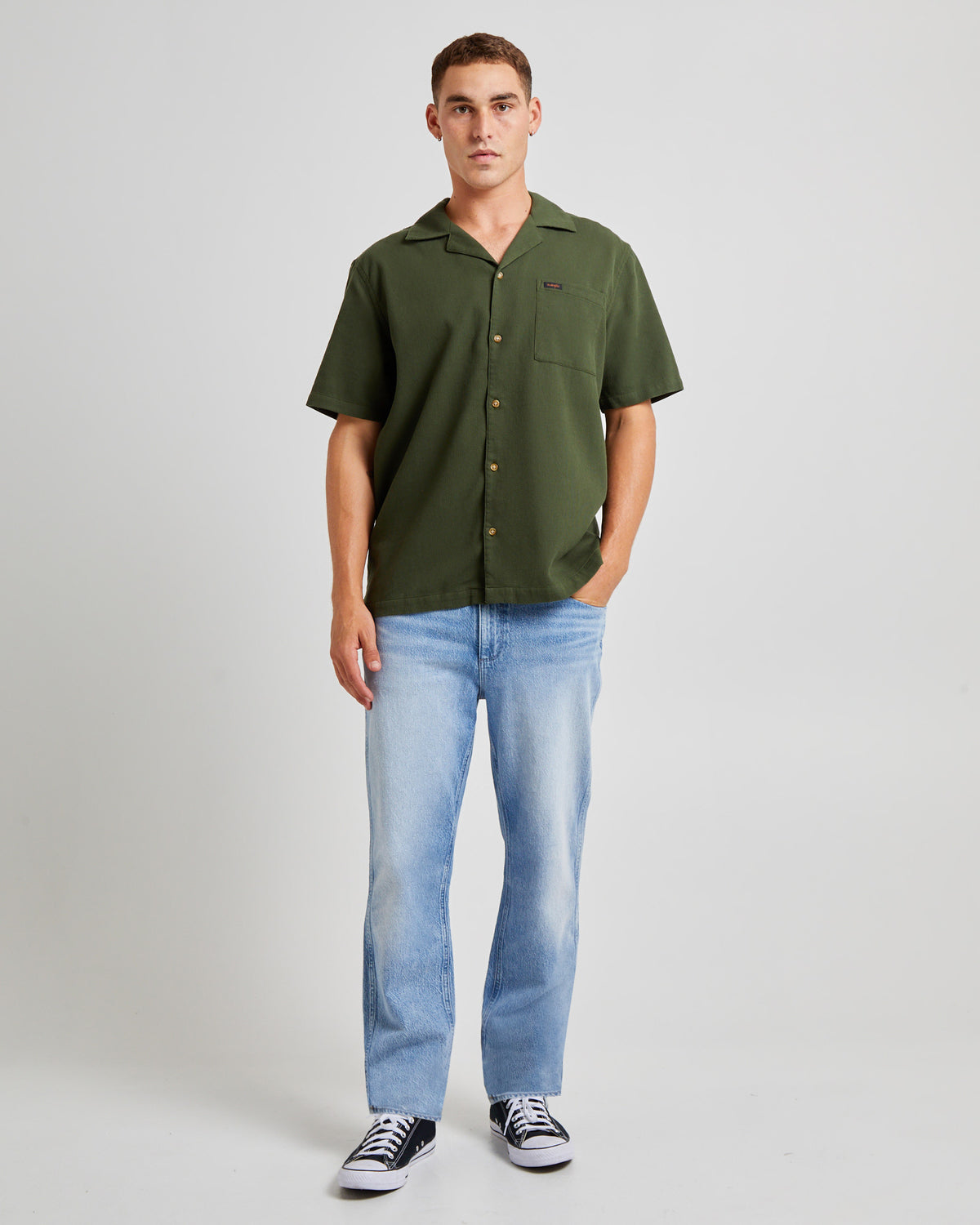 Resort Waffle Shirt Forest Green GREEN