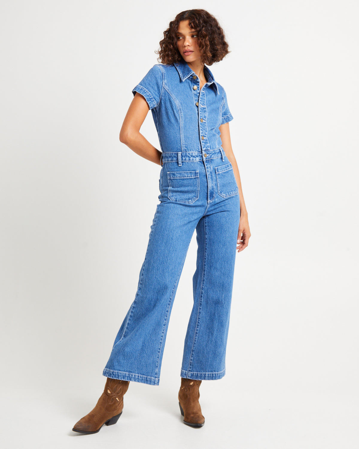 Sailor Denim Jumpsuit Breaker MID VINTAGE BLUE